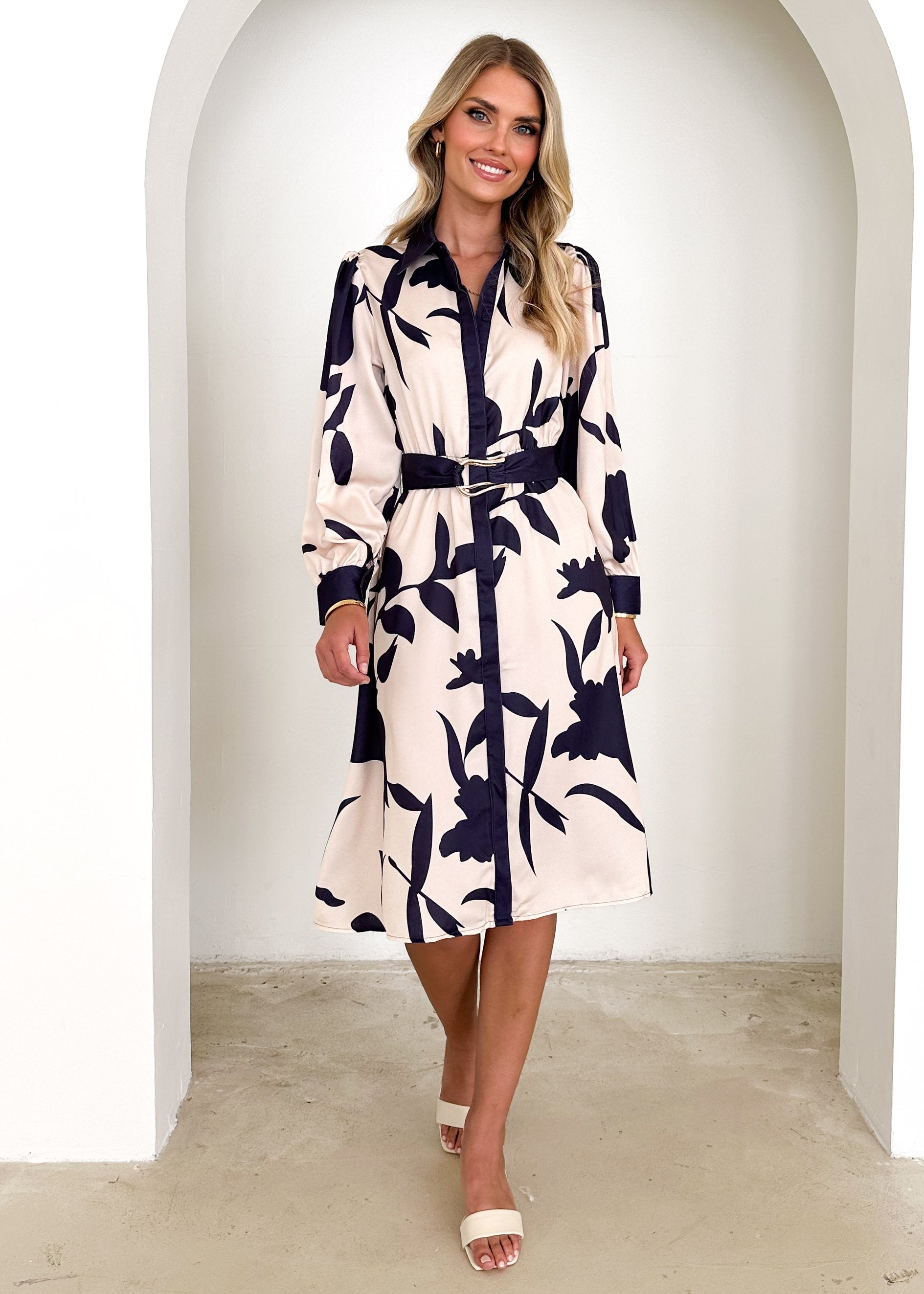 Chaira Midi Dress - Navy Lillies