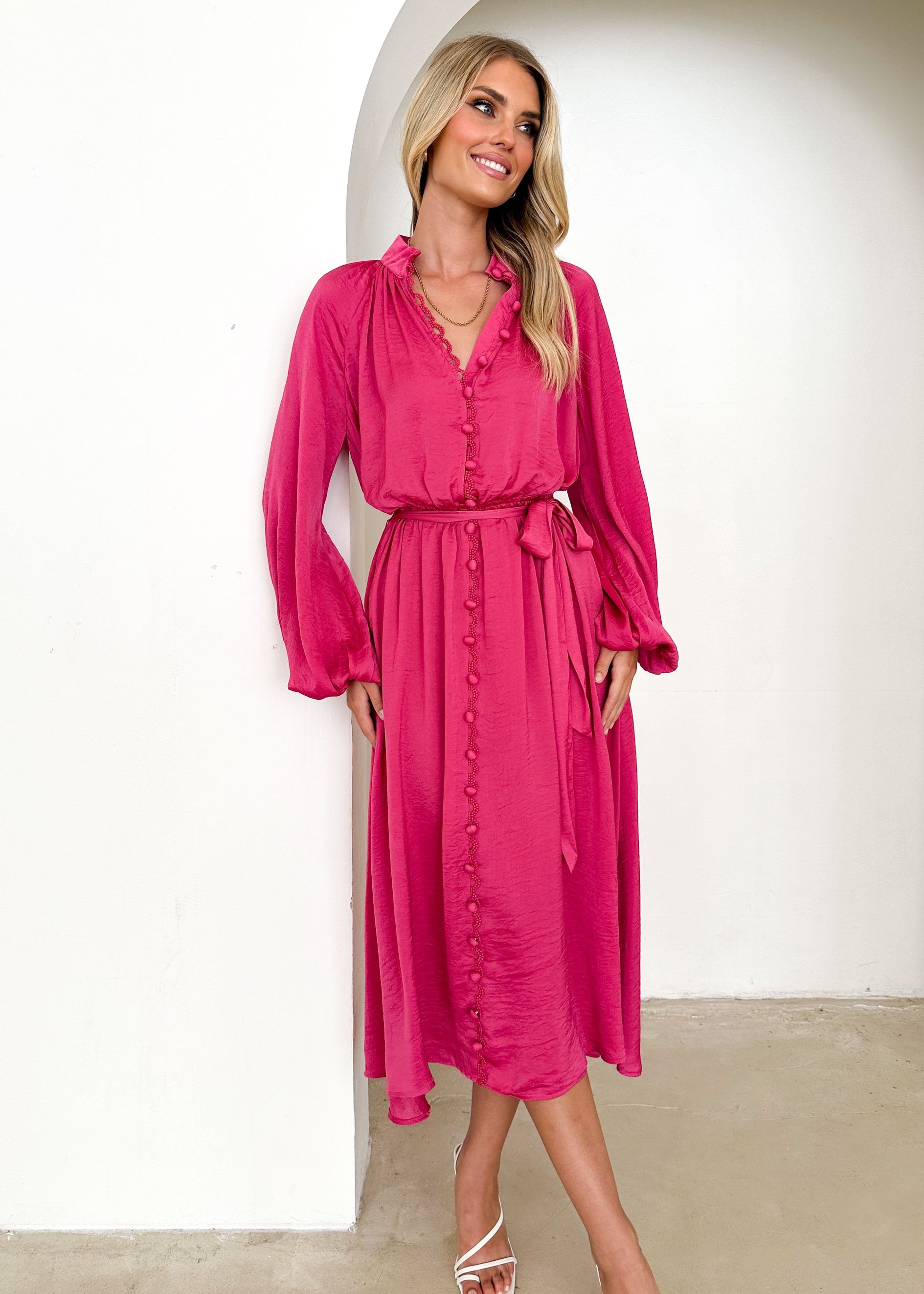 Follina Midi Dress - Magenta