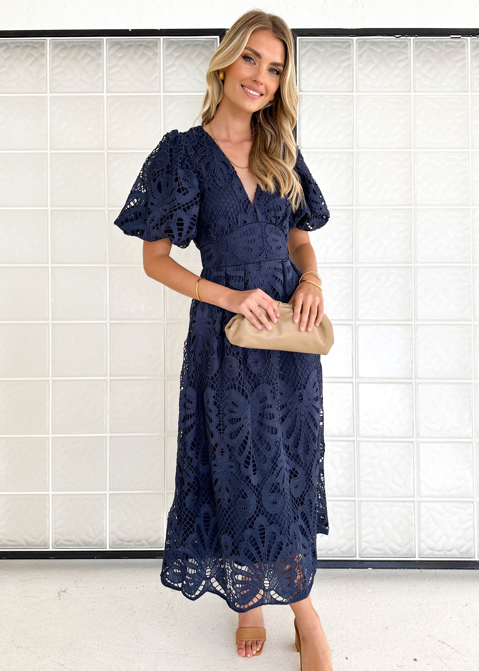 Mari Lace Maxi Dress - Navy