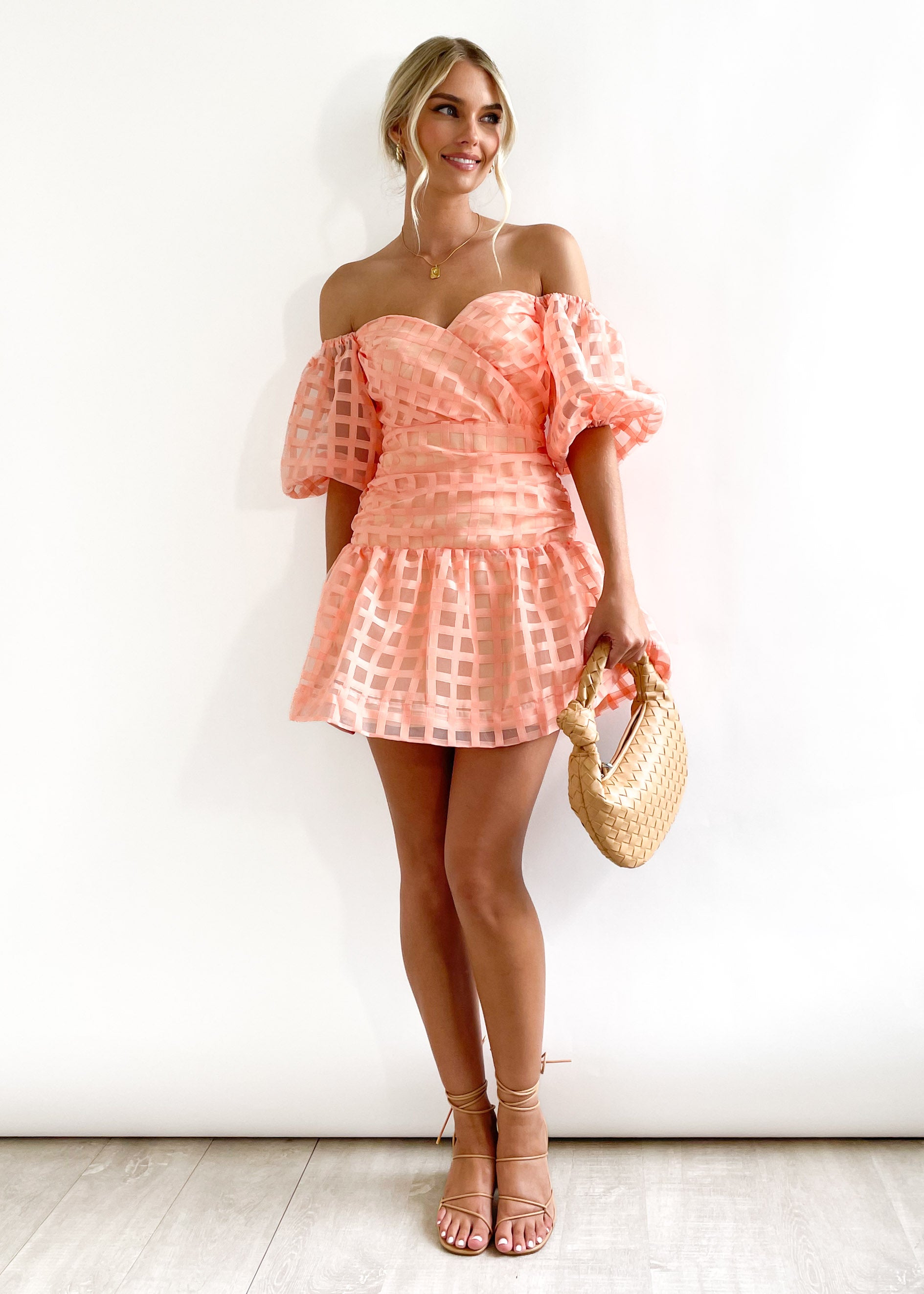 Estia Off Shoulder Dress - Peach