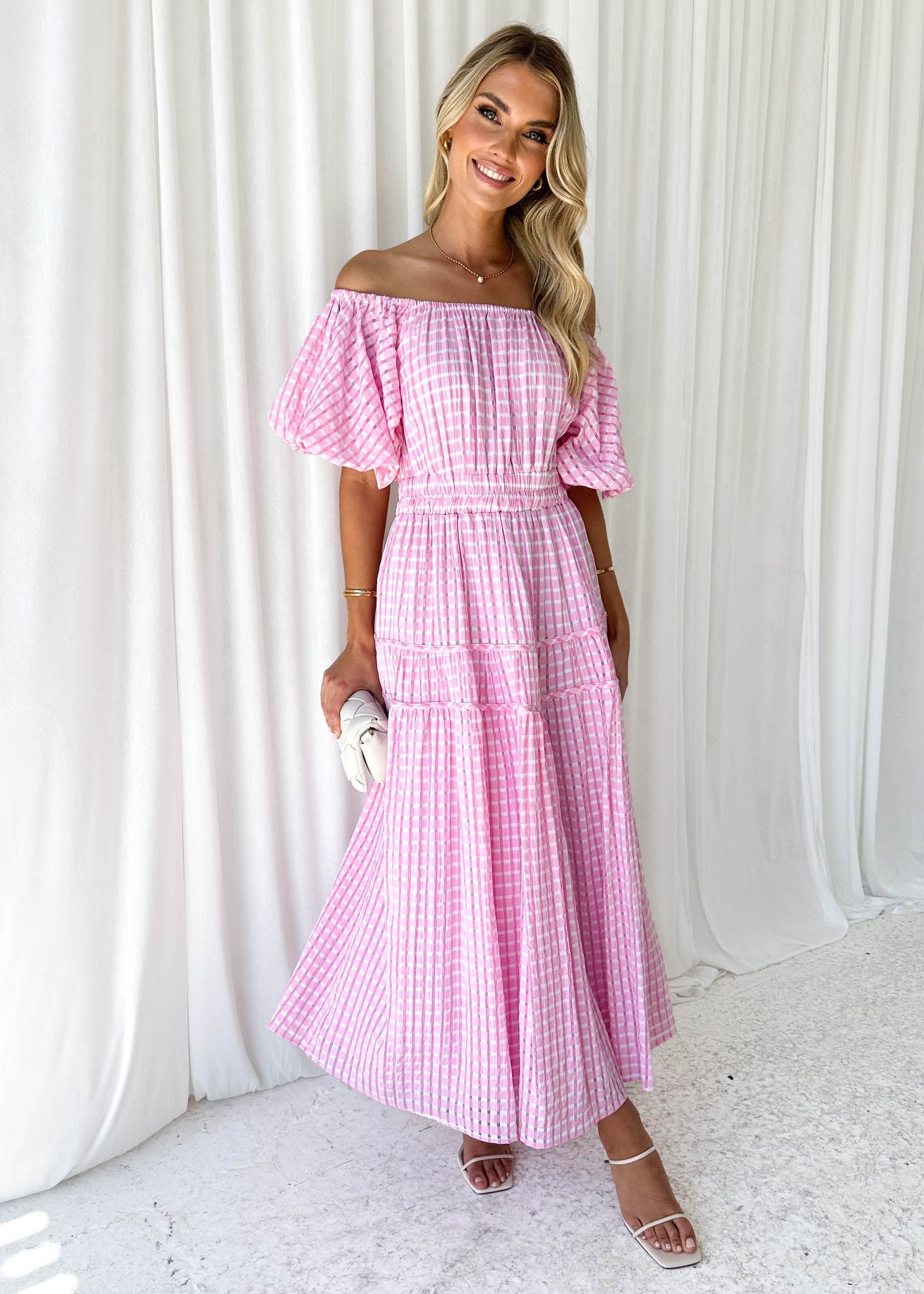 Jobelle Off Shoulder Maxi Dress - Pink