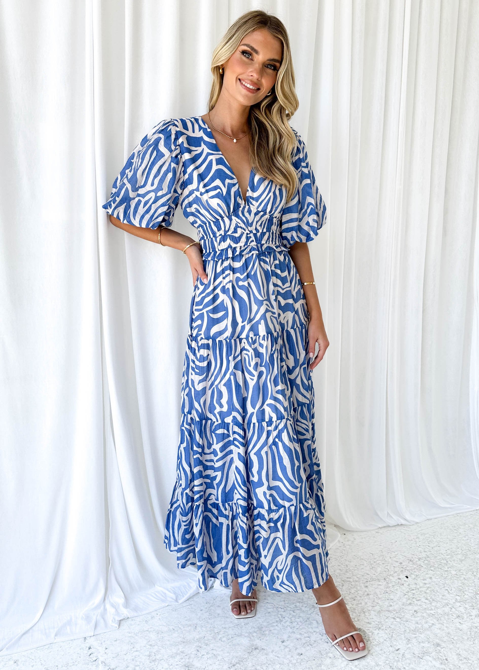 Emerie Midi Dress - Blue Zebra