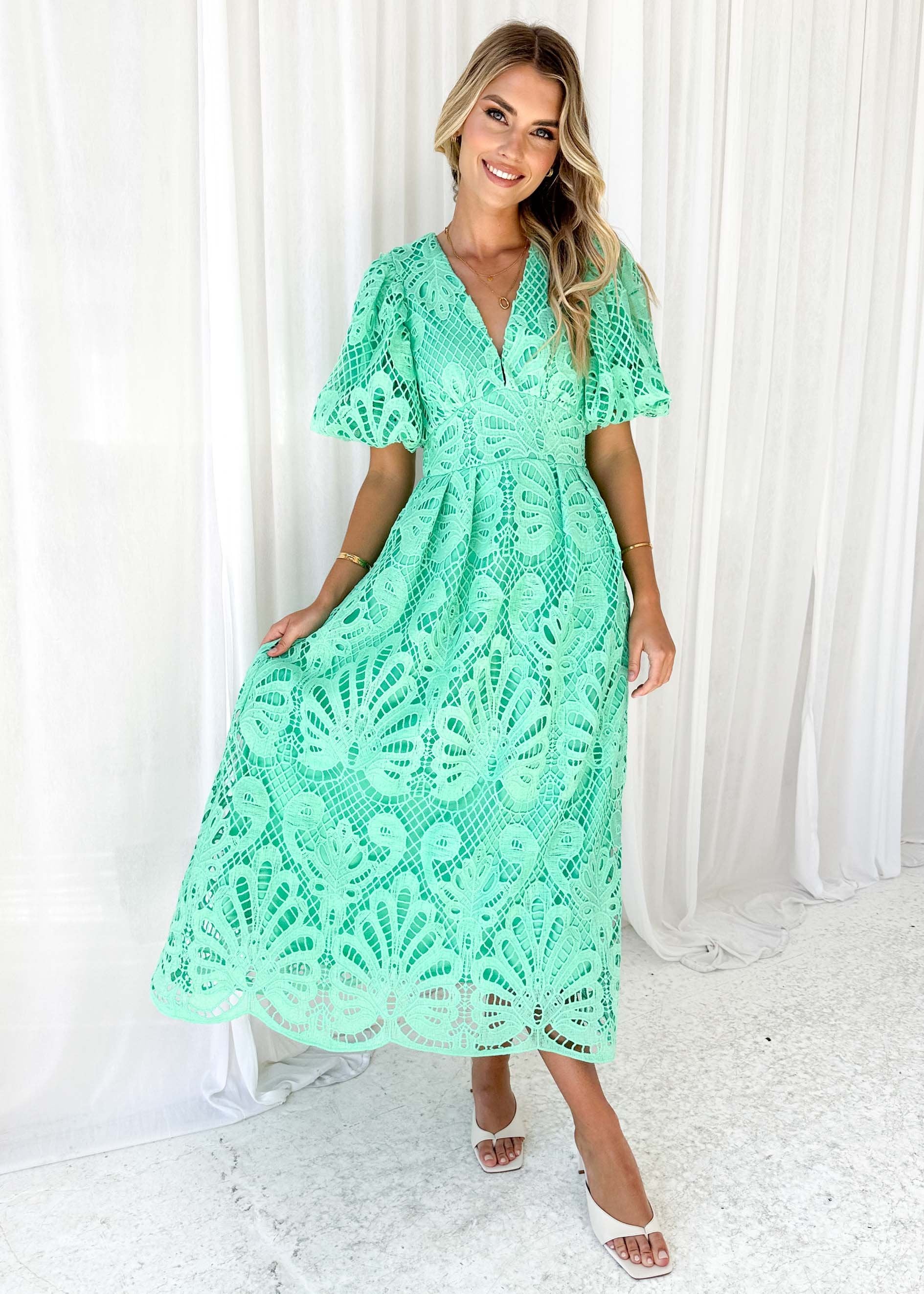 Mari Lace Maxi Dress - Jade Green