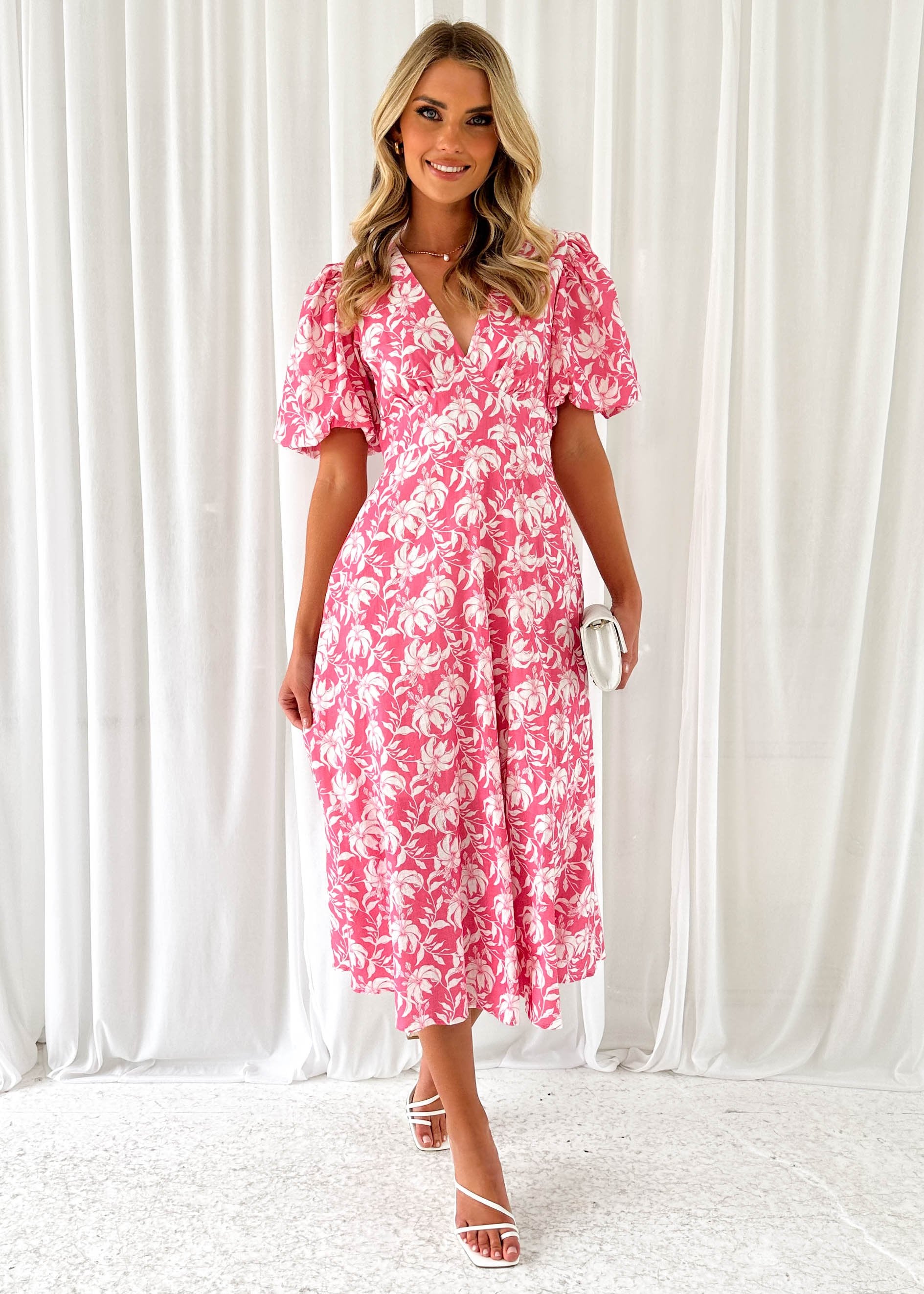 Paver Midi Dress - Pink Floral