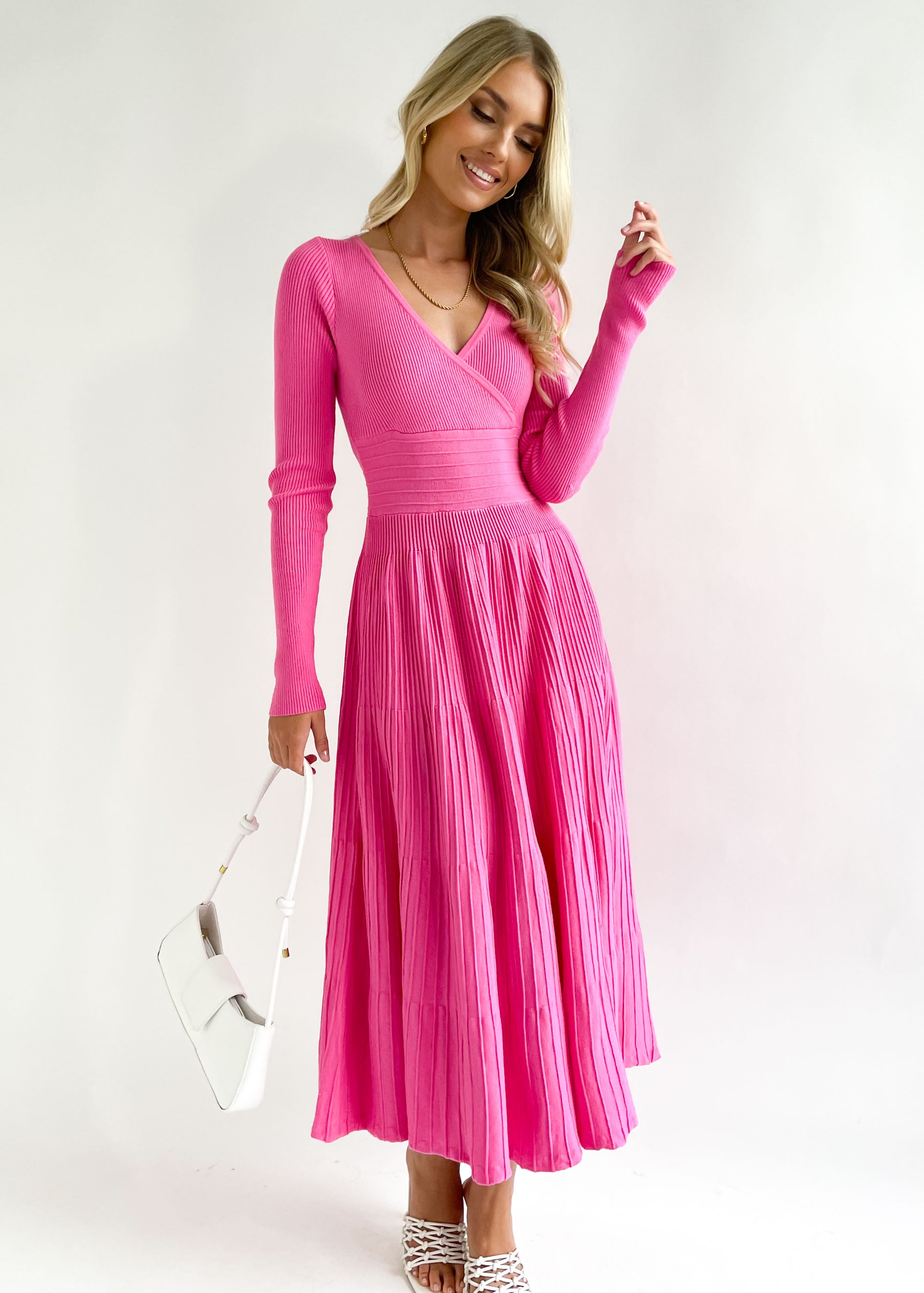 Alise Knit Midi Dress - Magenta