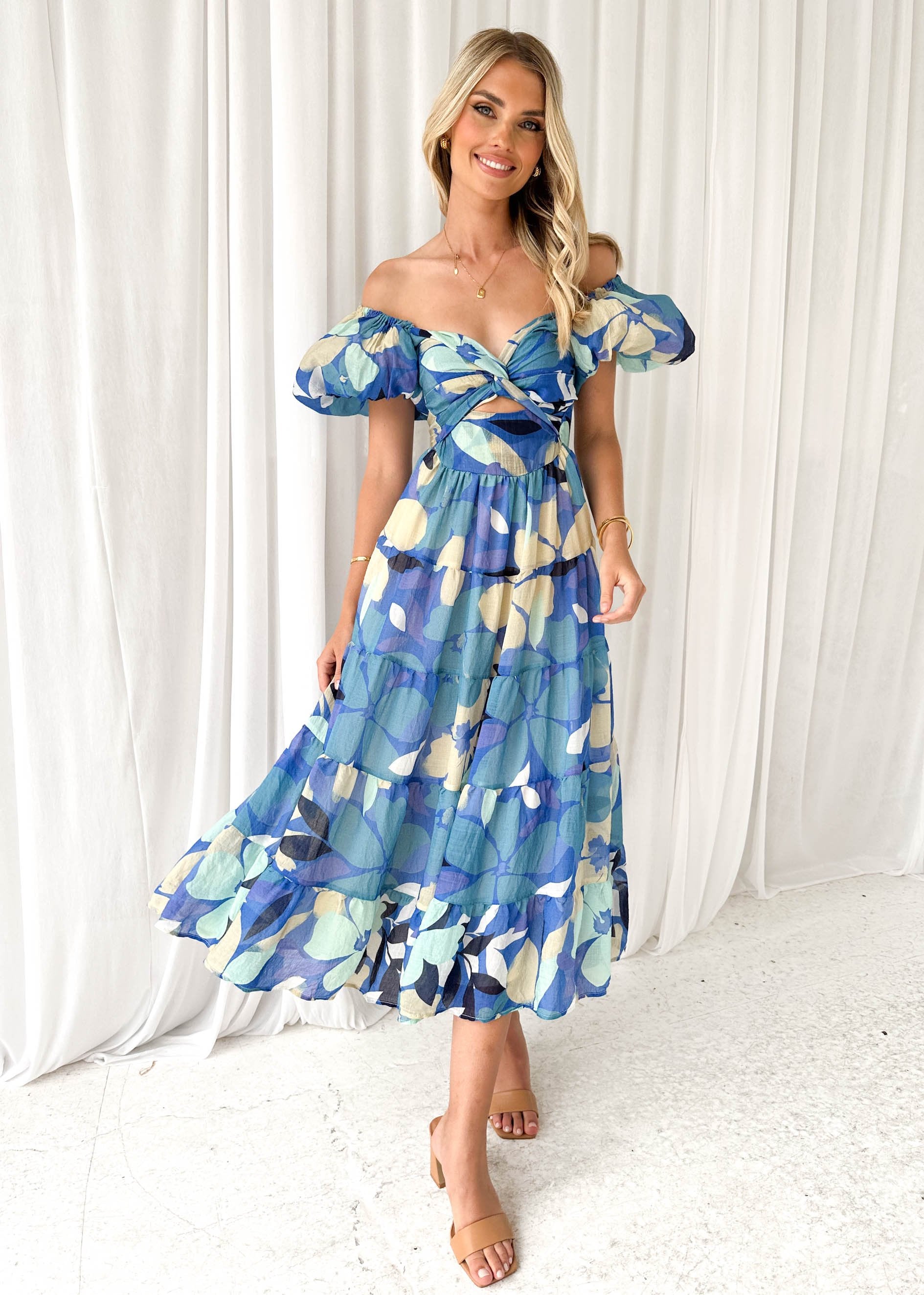 Dijoe Midi Dress - Blue Floral