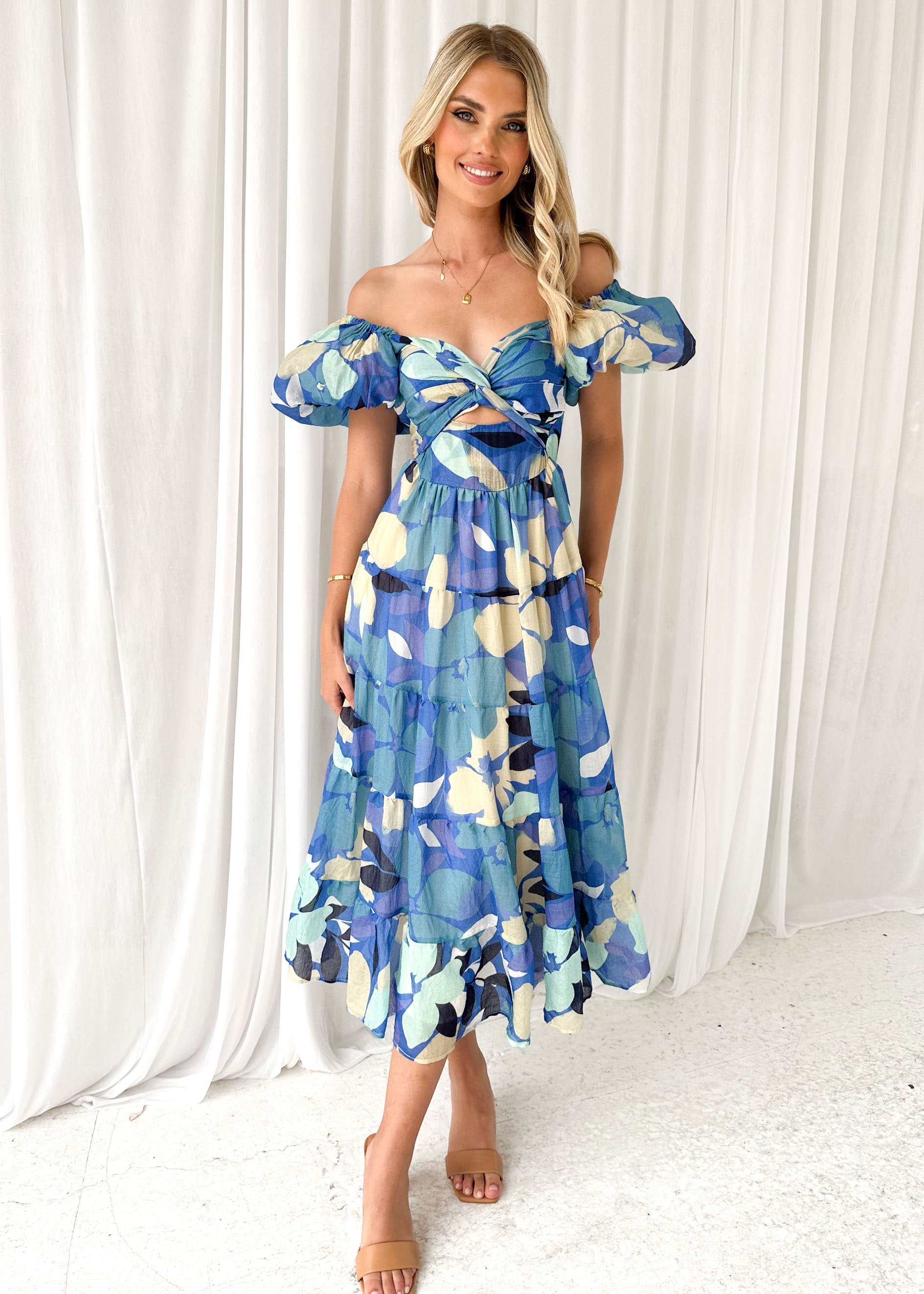 Dijoe Midi Dress - Blue Floral