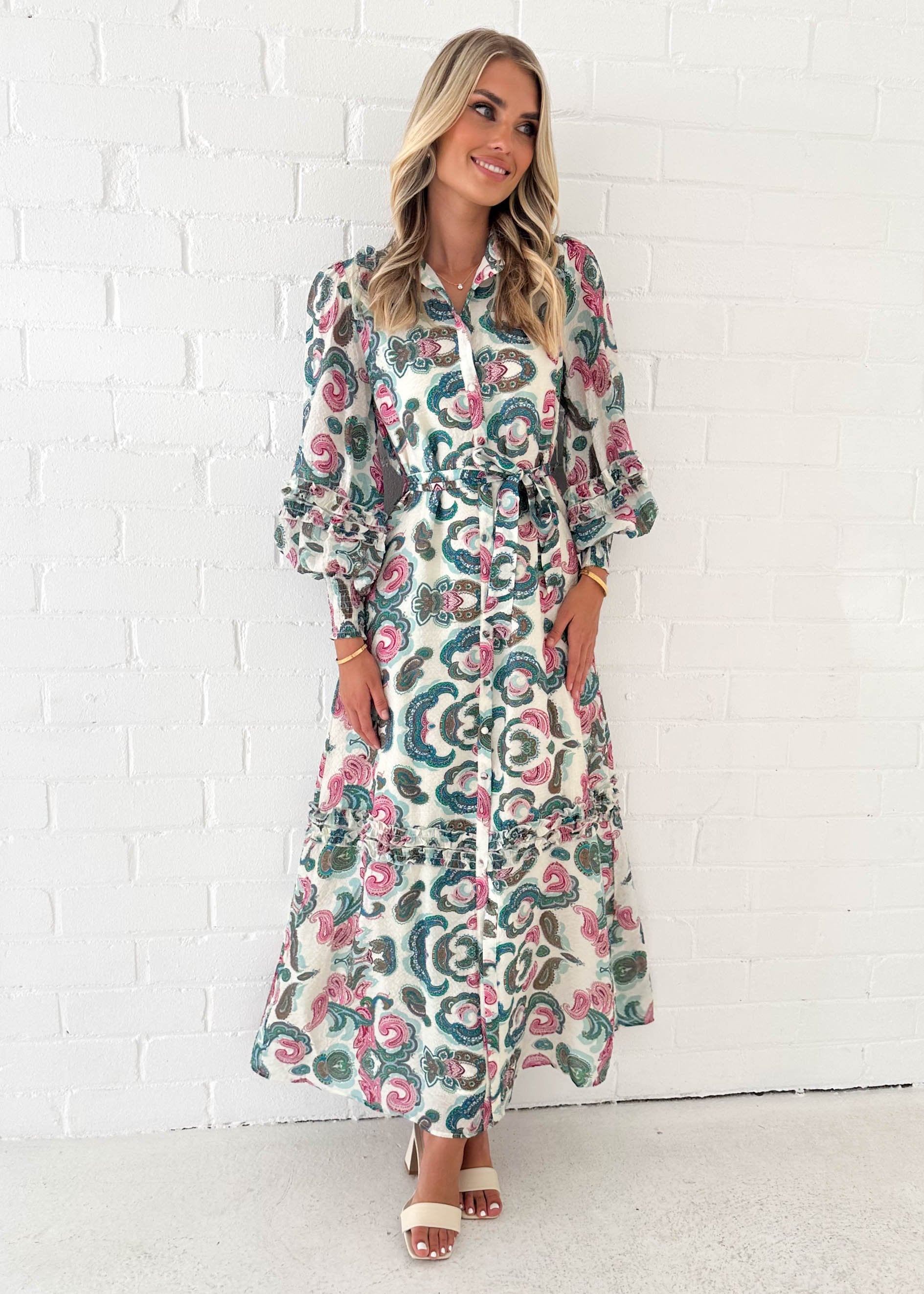 Pambo Maxi Dress - Green Paisley