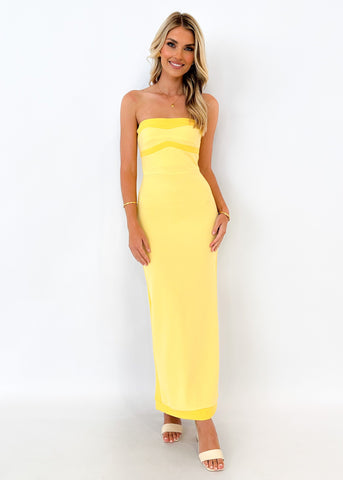 Menso Strapless Maxi Dress - Lemon