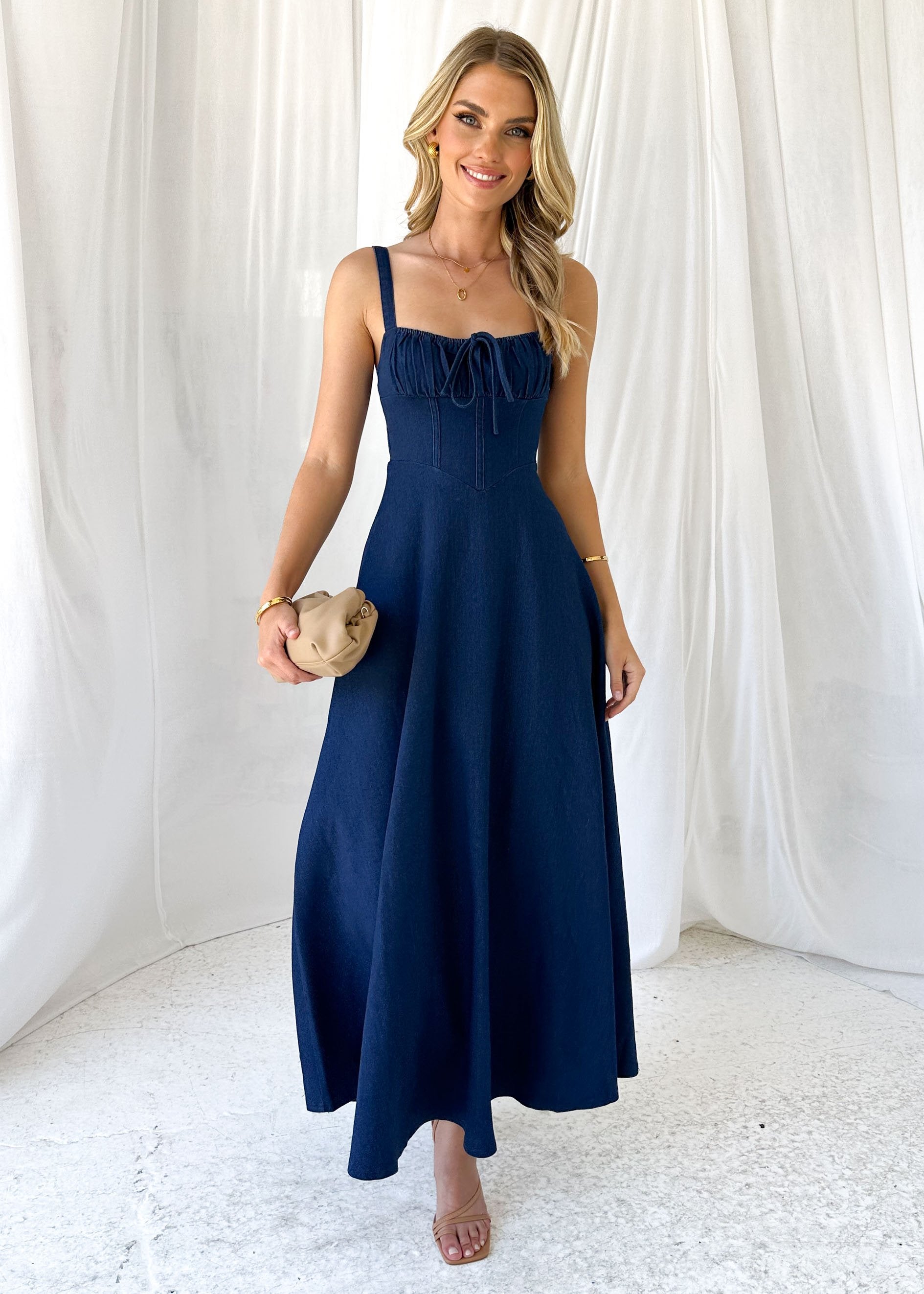 Lynda Stretch Denim Midi Dress - Indigo