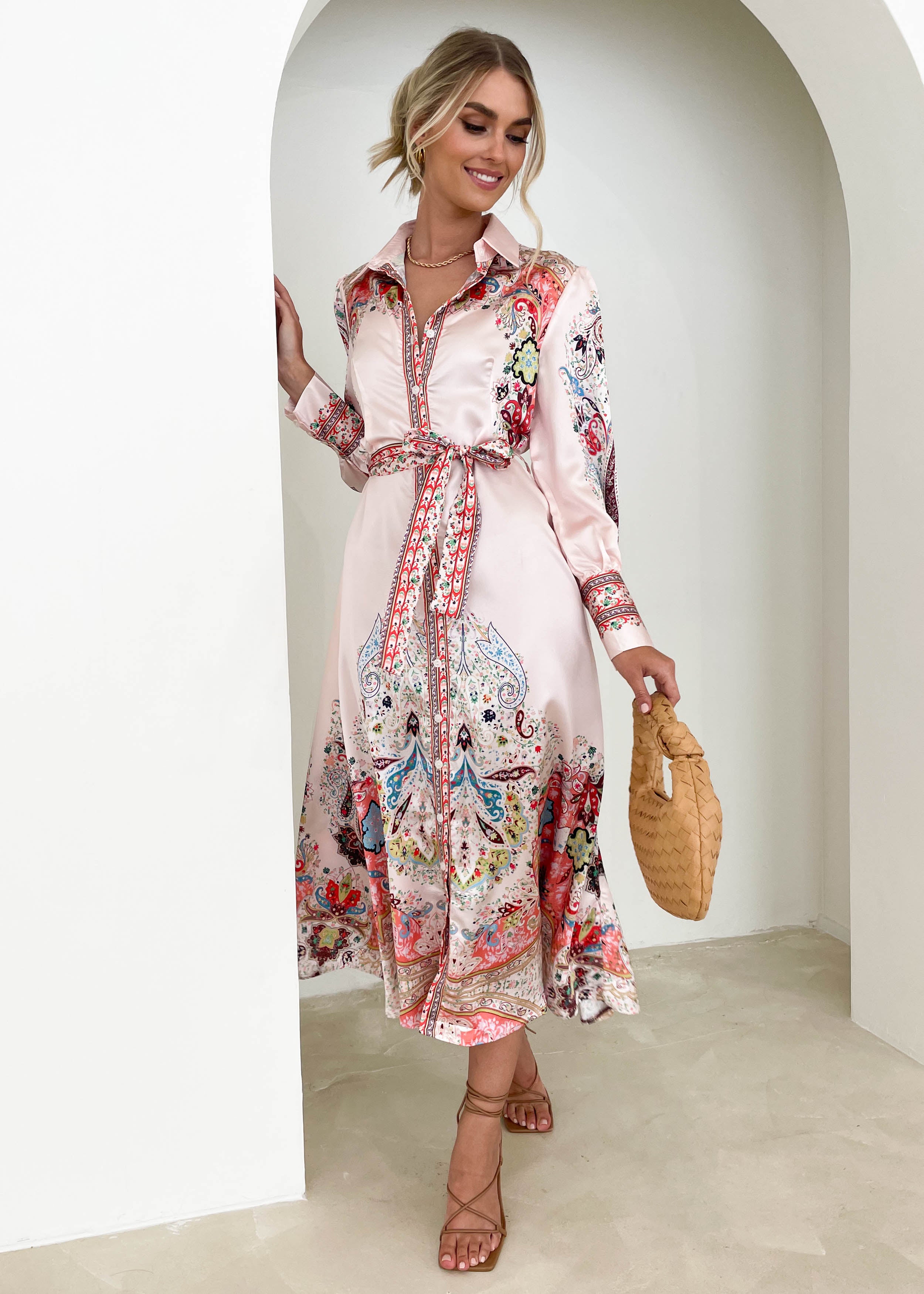 Ada Midi Dress - Pink Paisley