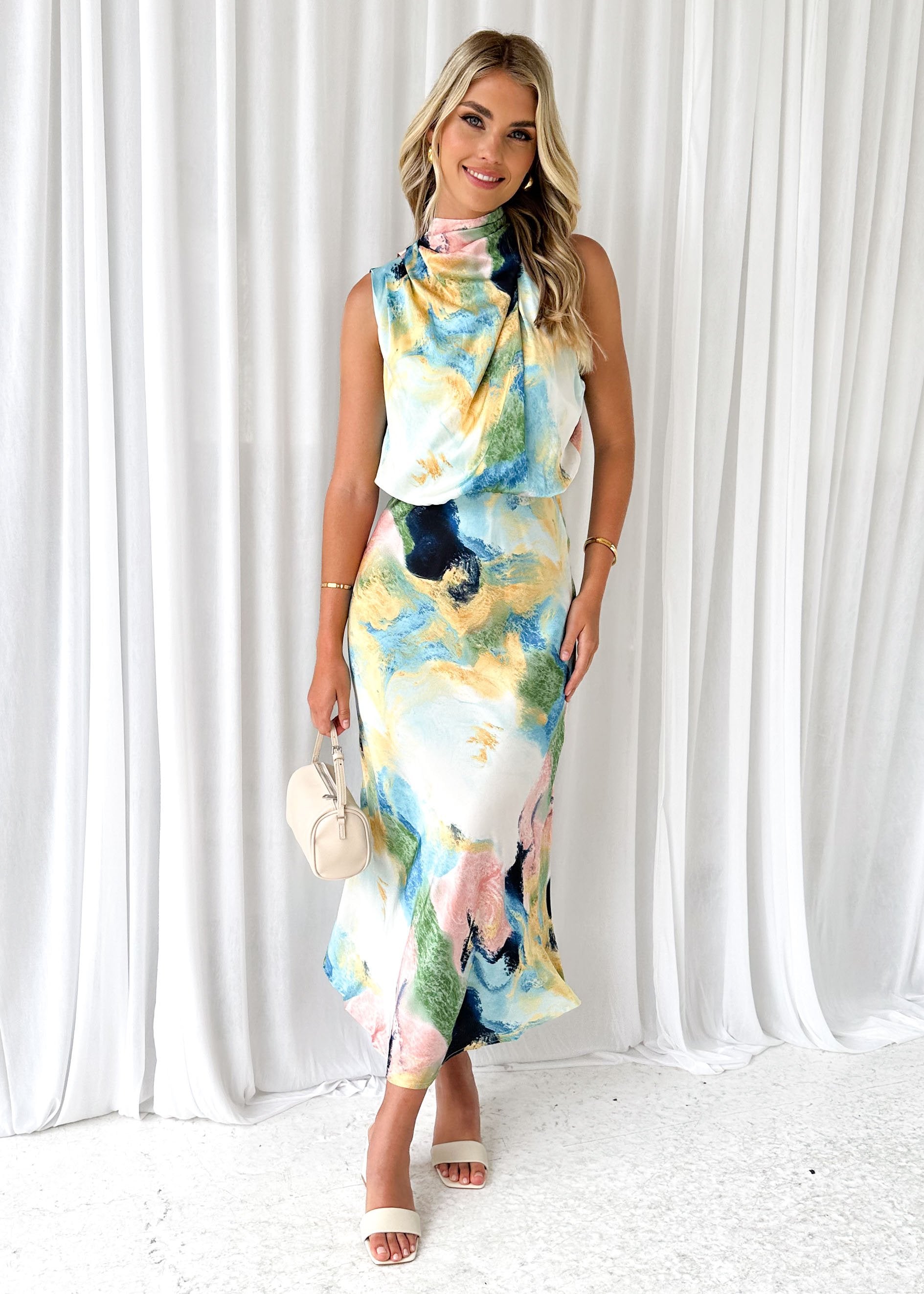 Pella Midi Dress - Pastel Splash