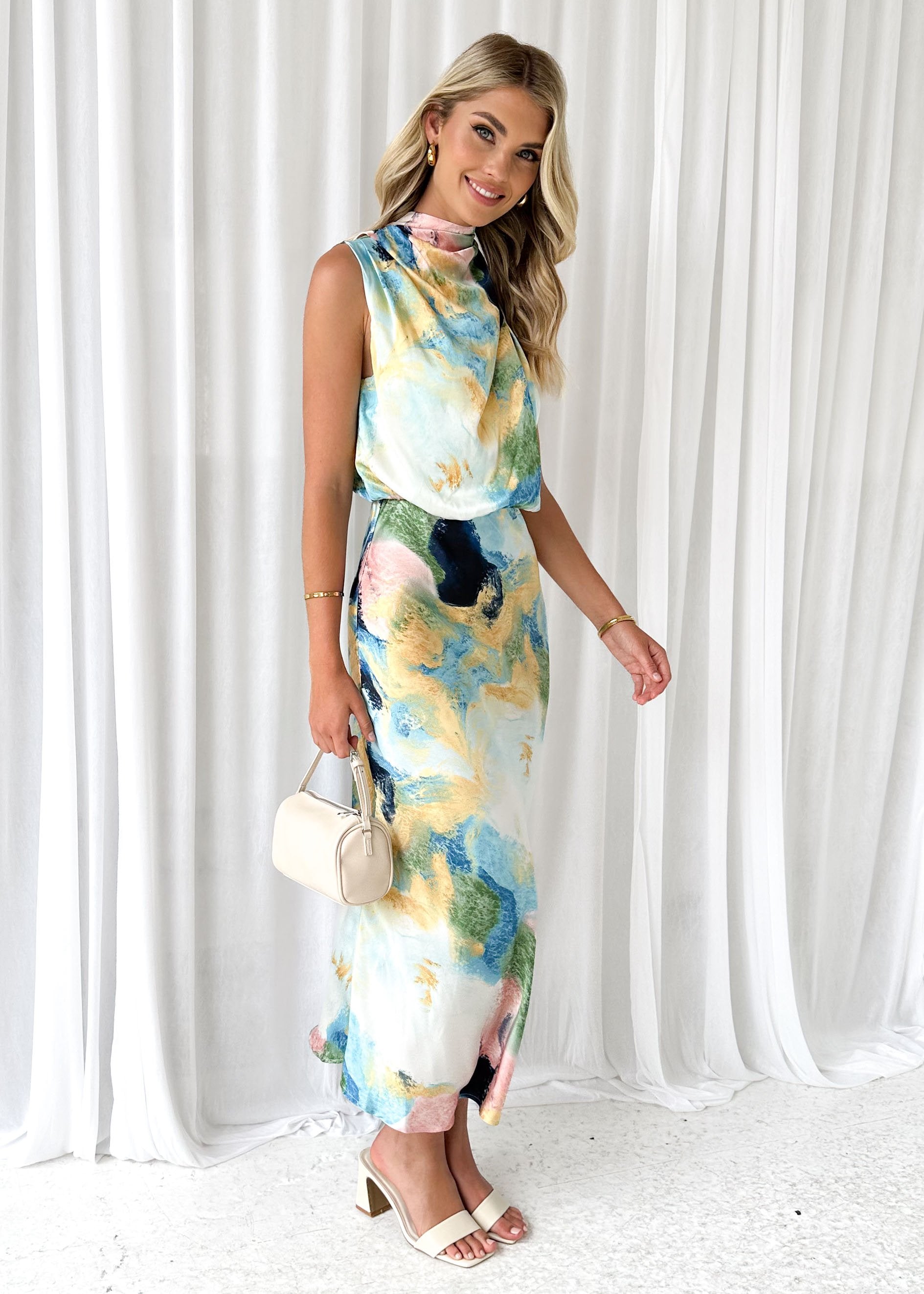 Pella Midi Dress - Pastel Splash