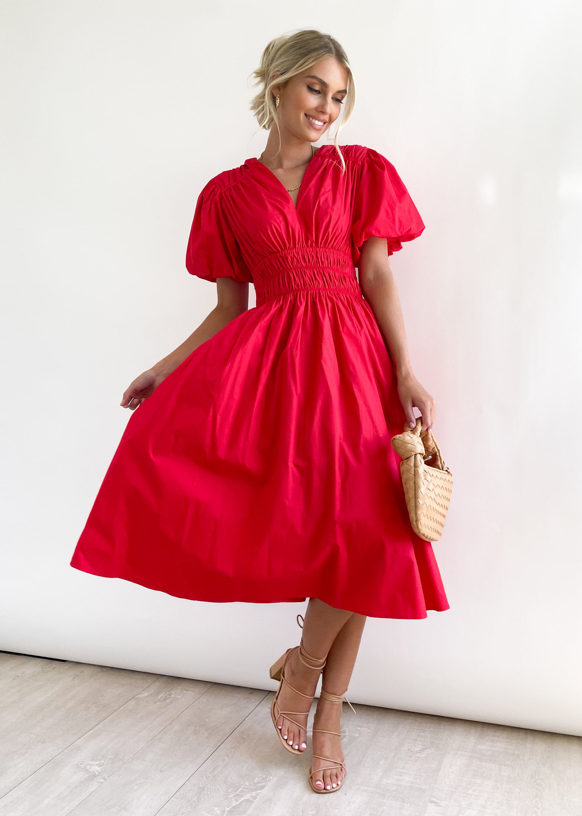 Daphne Midi Dress - Candy Apple