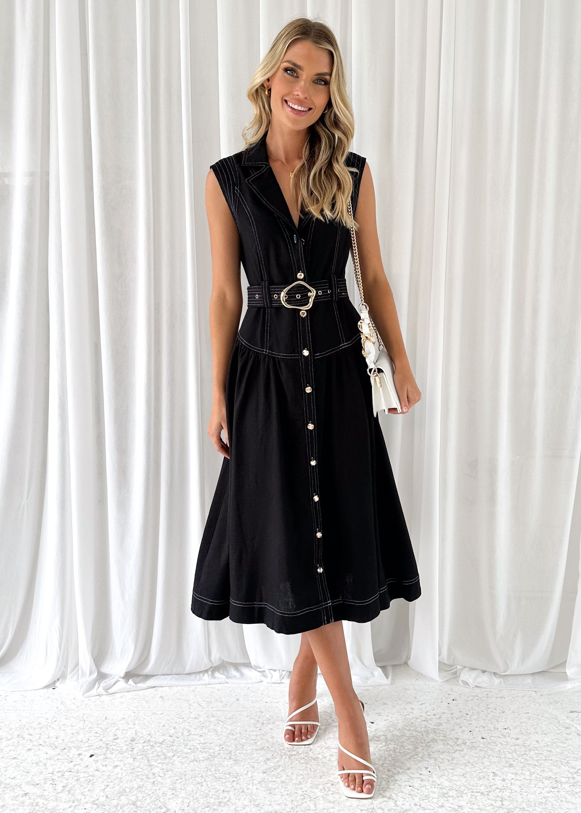 Persha Midi Dress - Black