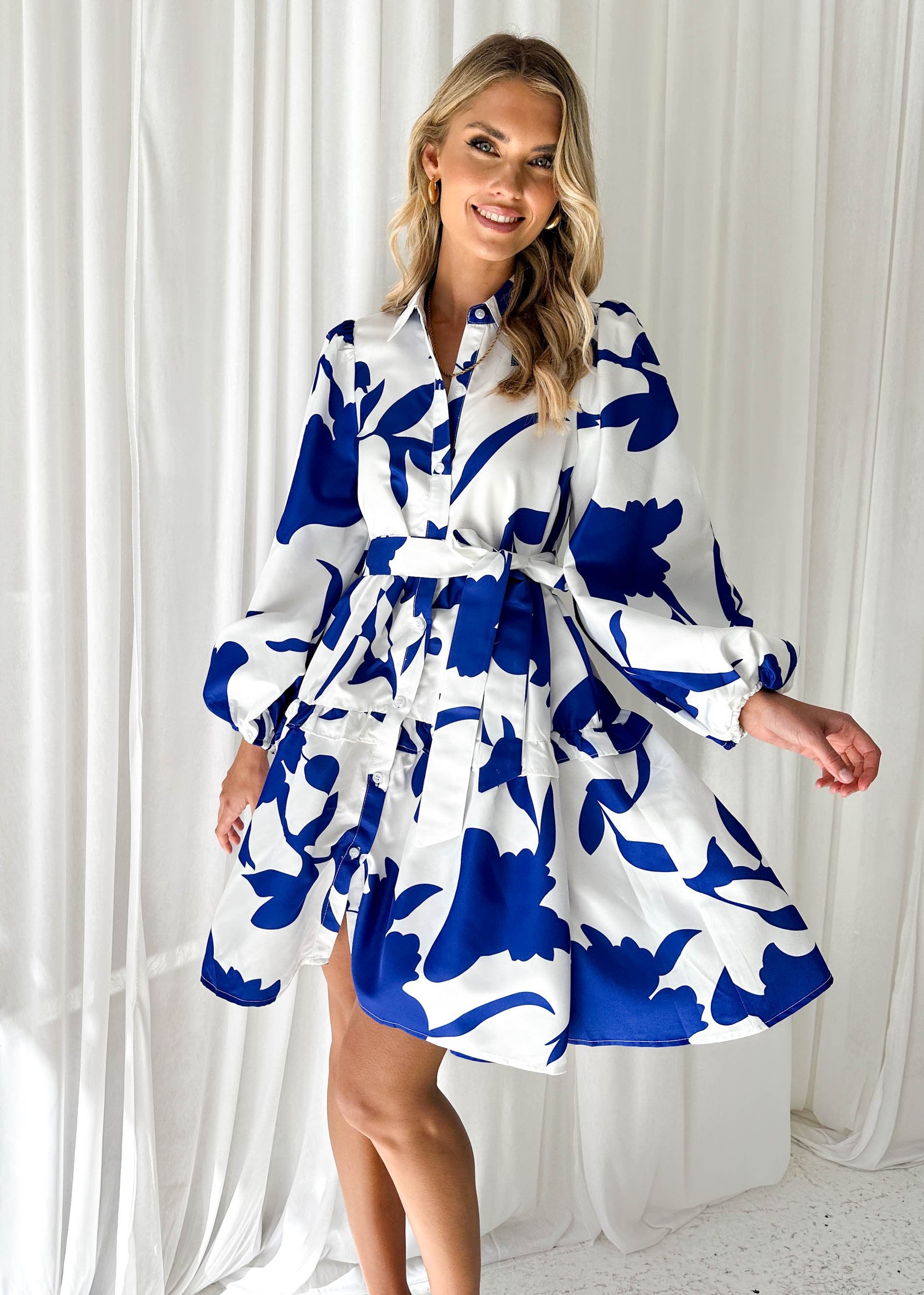 Freeda Dress - Blue Leaf