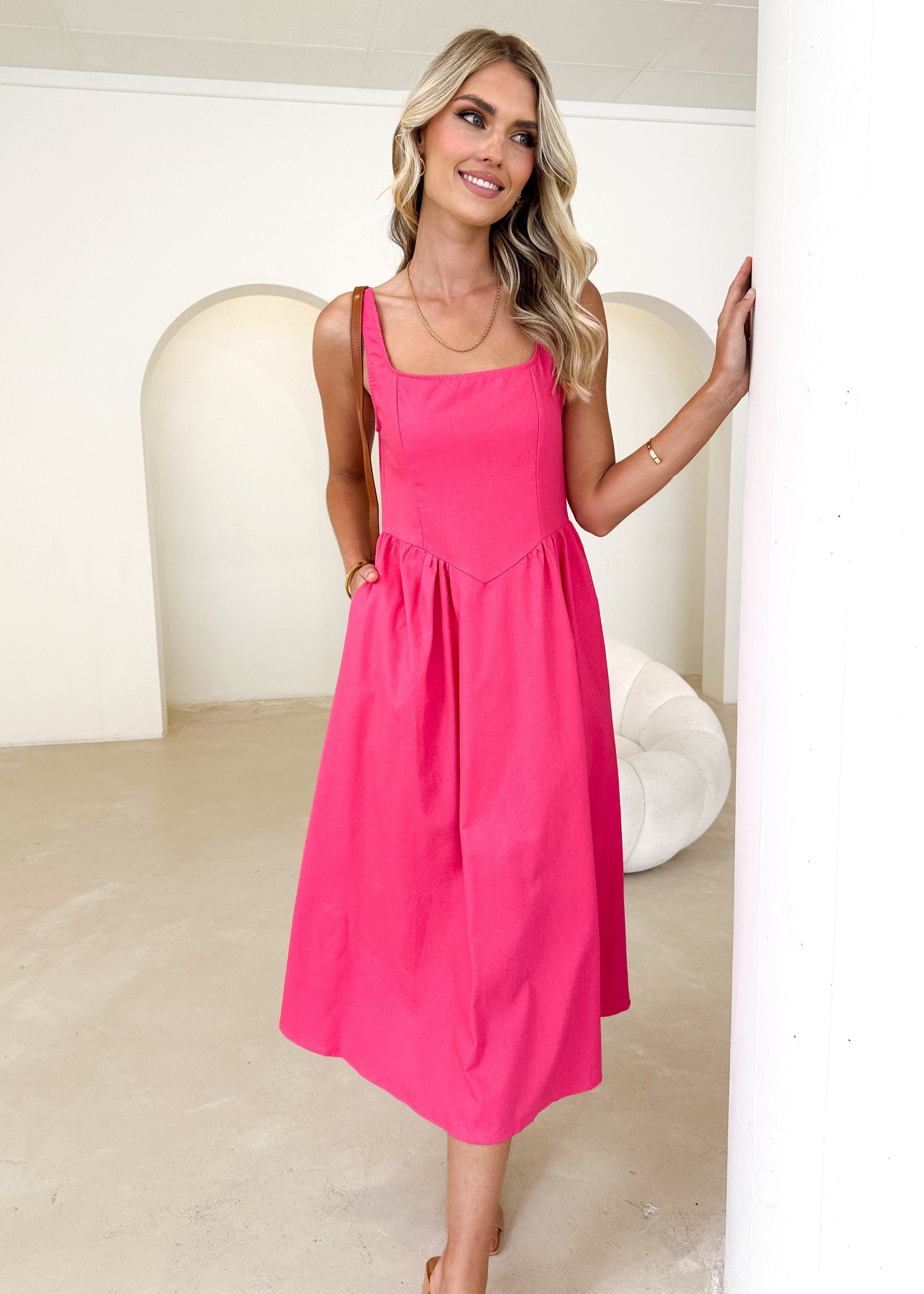 Bayso Maxi Dress - Hot Pink