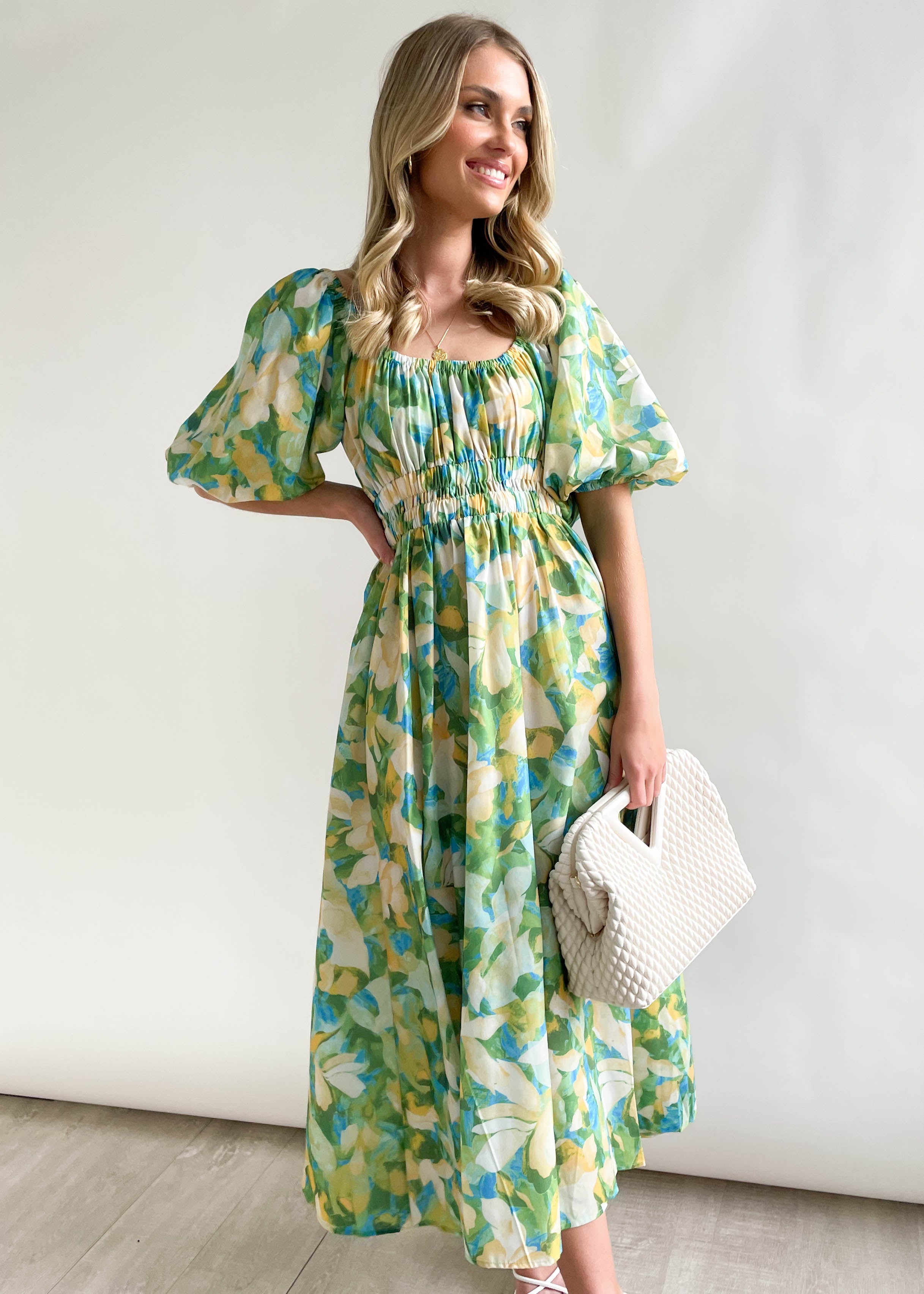 Juliannah Midi Dress - Green Floral