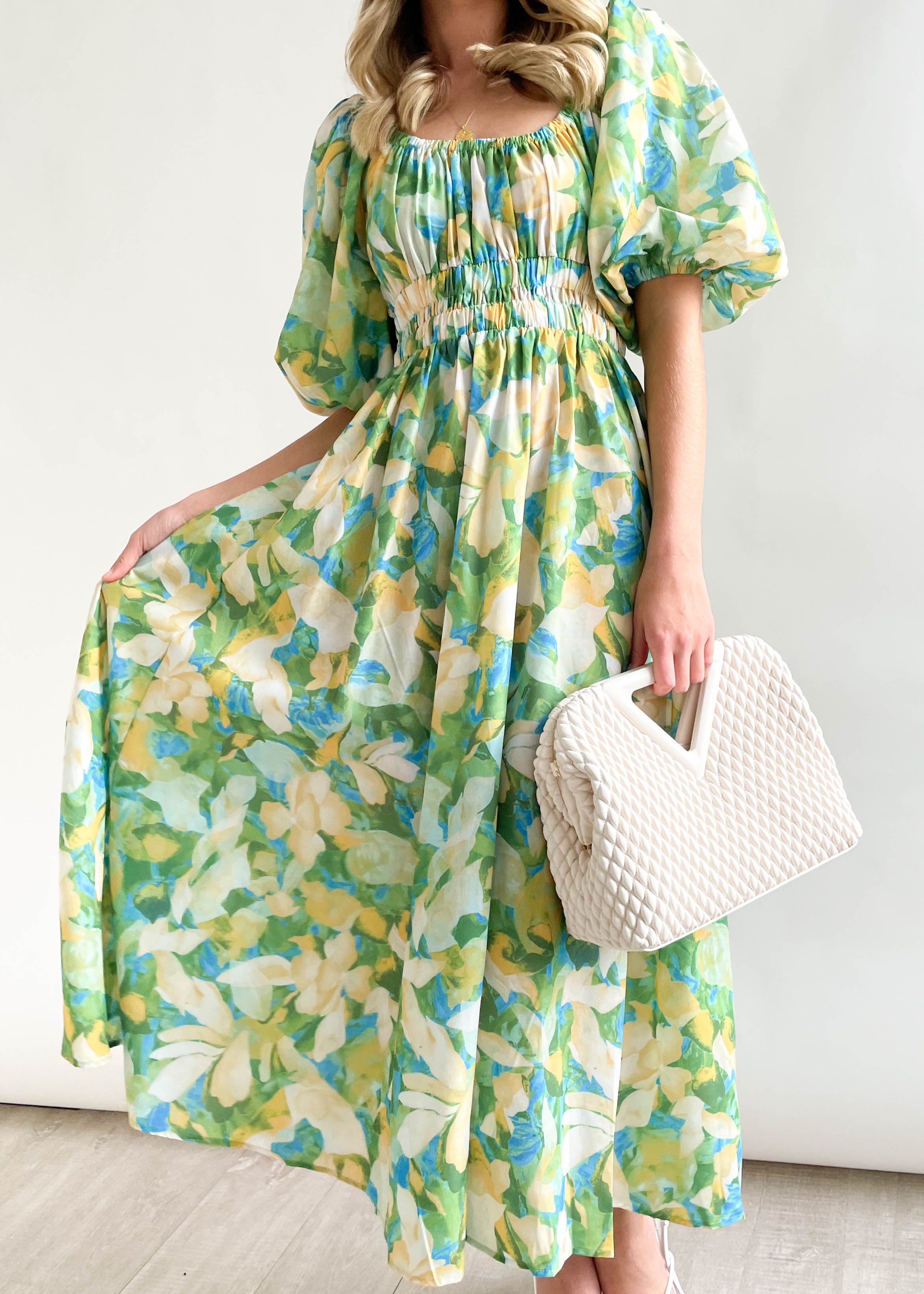 Juliannah Midi Dress - Green Floral