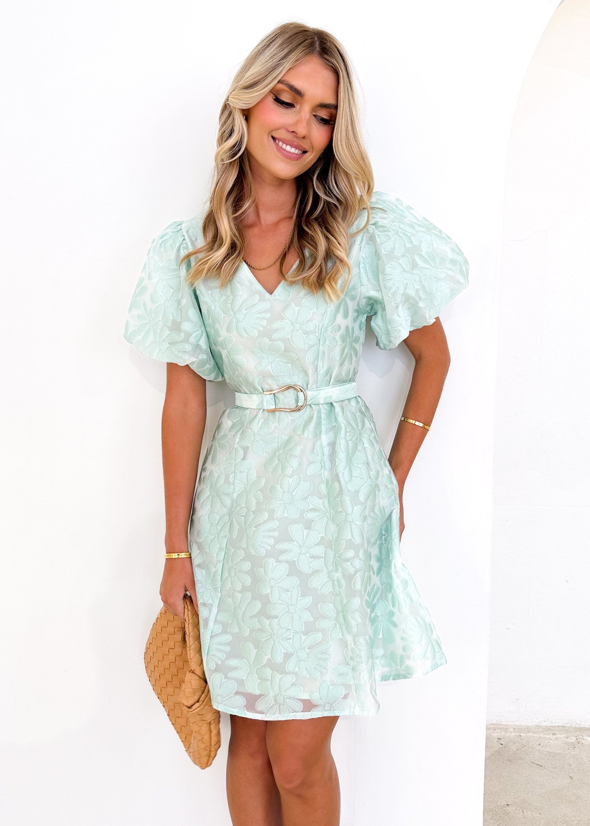 Jaylim Dress - Mint Flowers