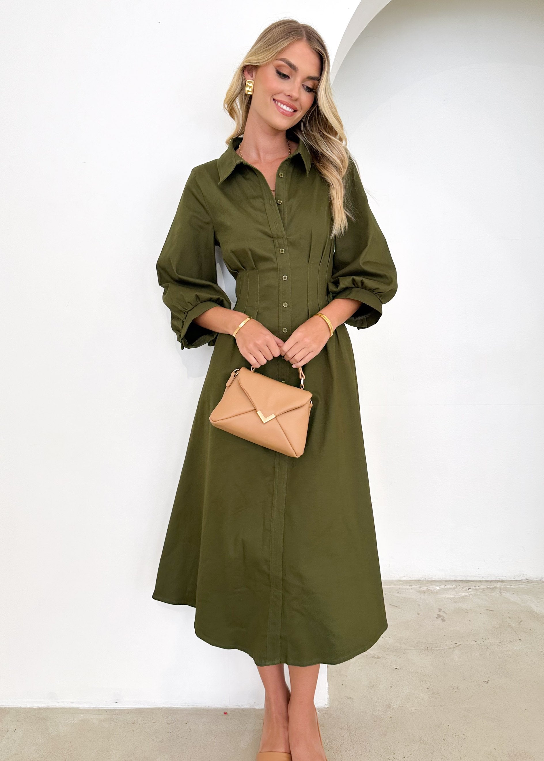 Kourt Midi Dress - Khaki