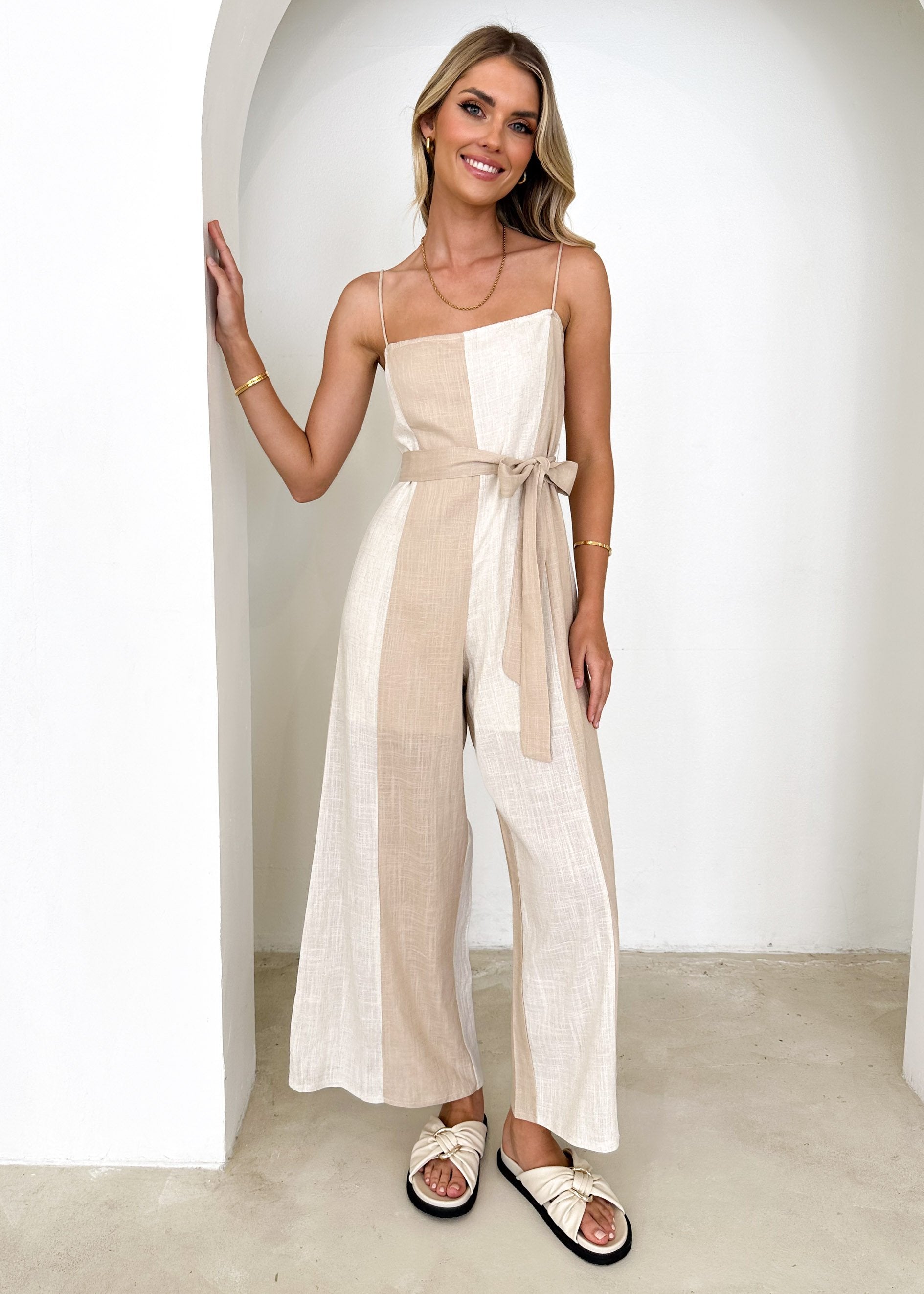 Eskie Pantsuit - Beige Stripe