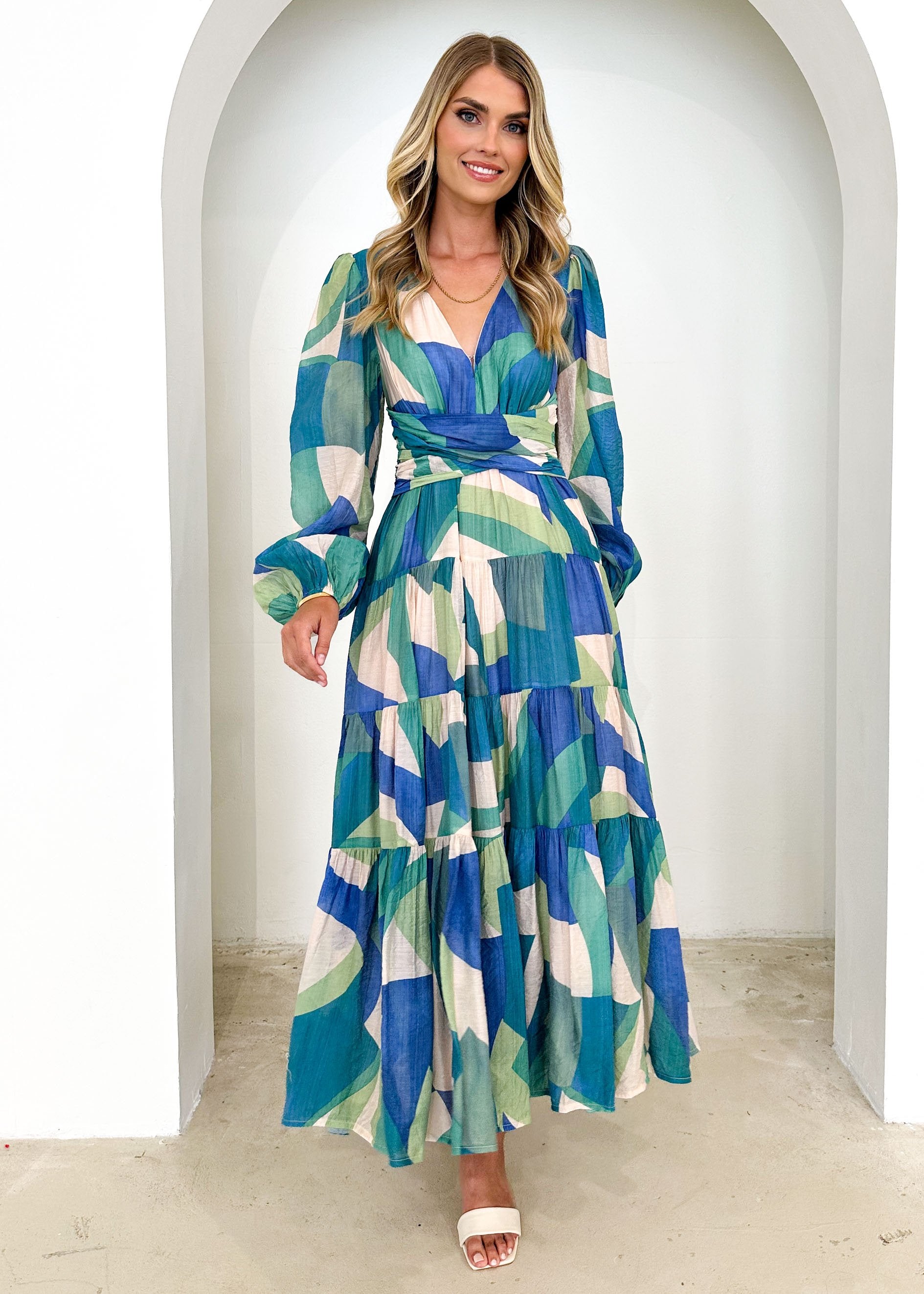 Amanda Maxi Dress - Blue Abstract