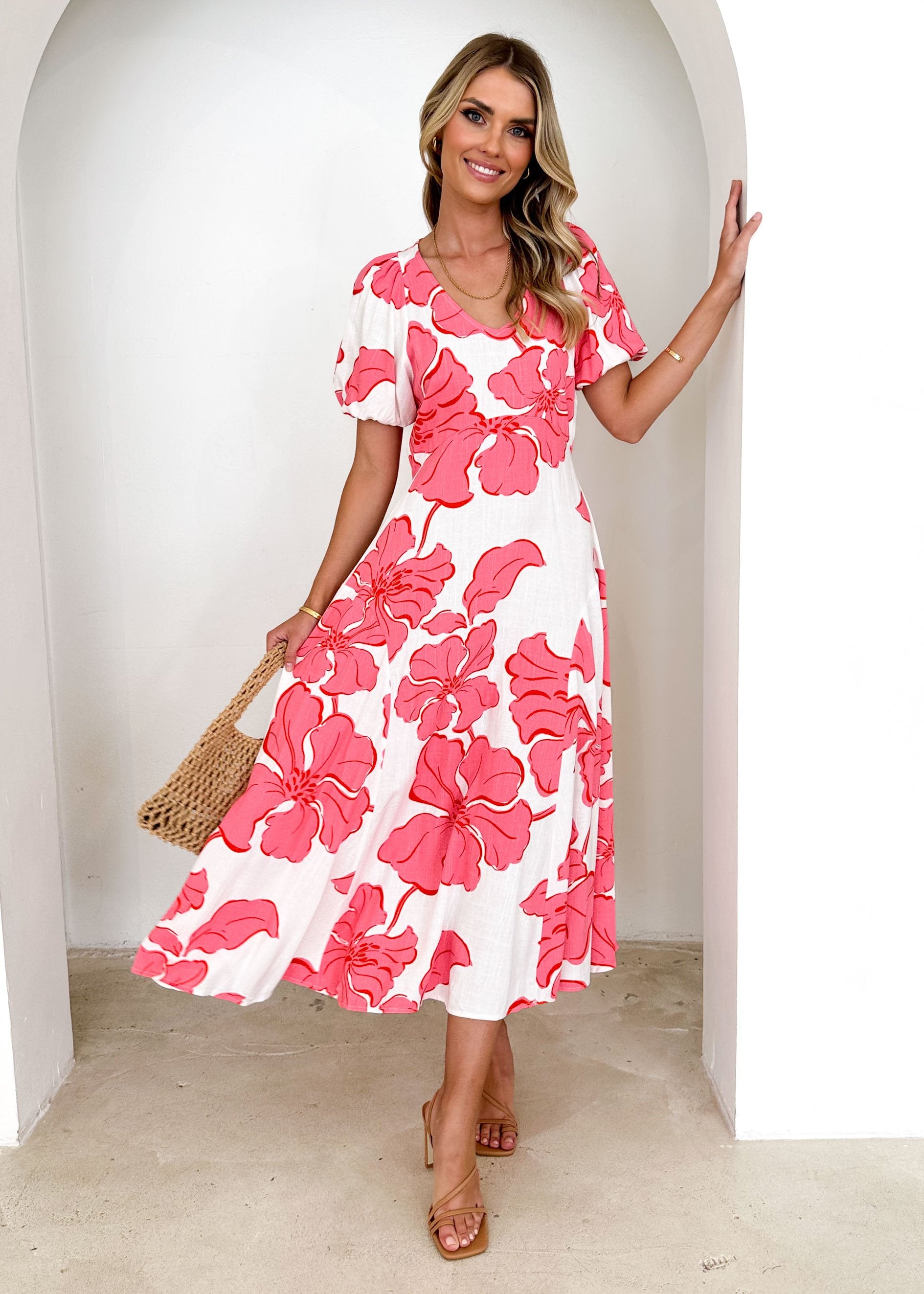 Lirrio Midi Dress - Pink Raloma