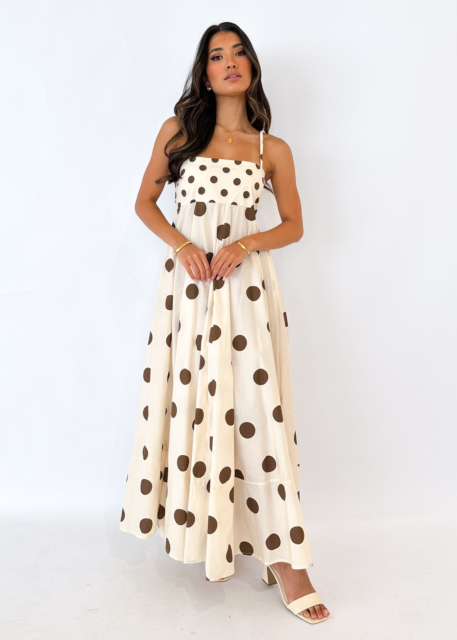 Elide Maxi Dress - Choc Polka