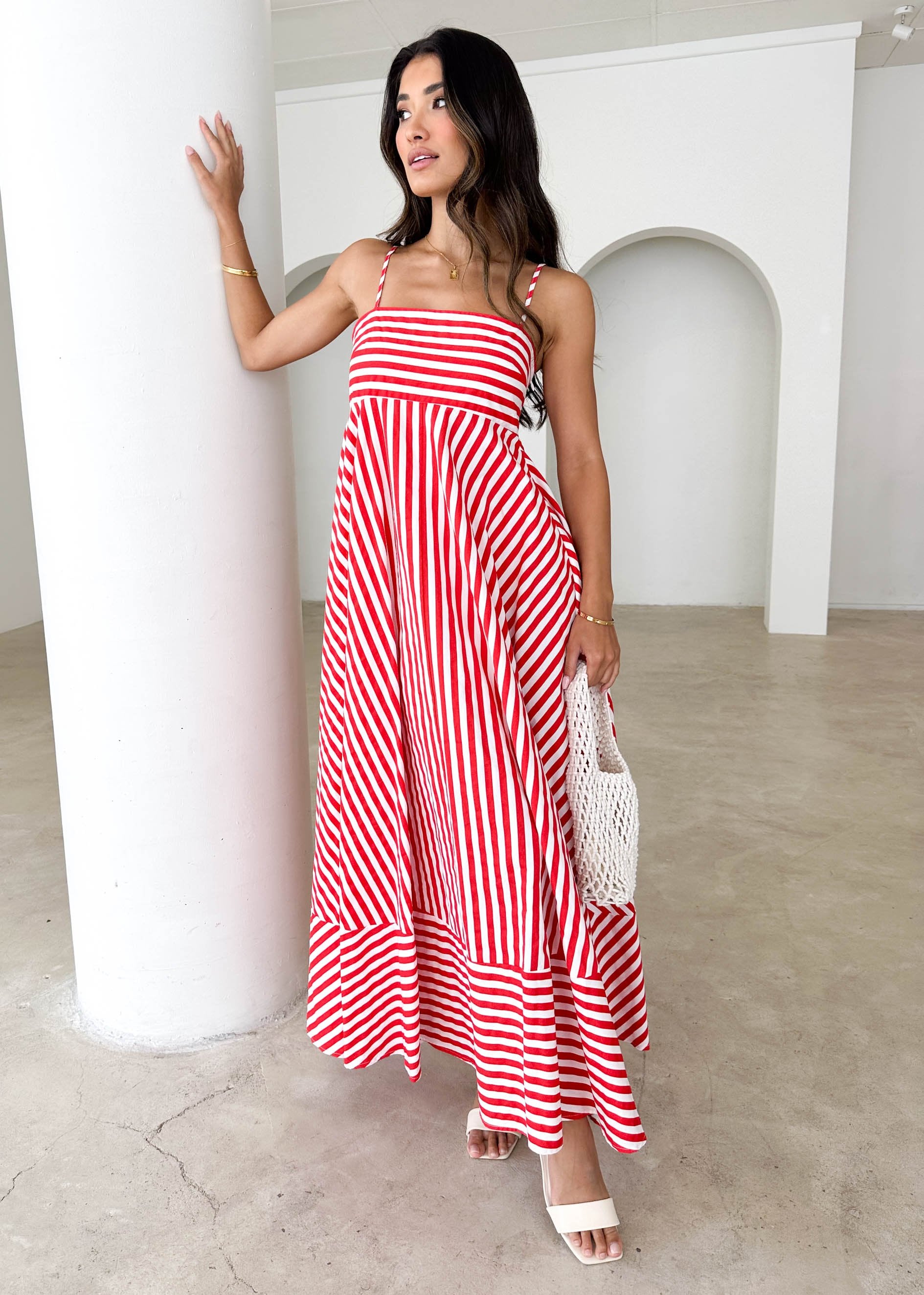 Elide Maxi Dress - Red Stripe