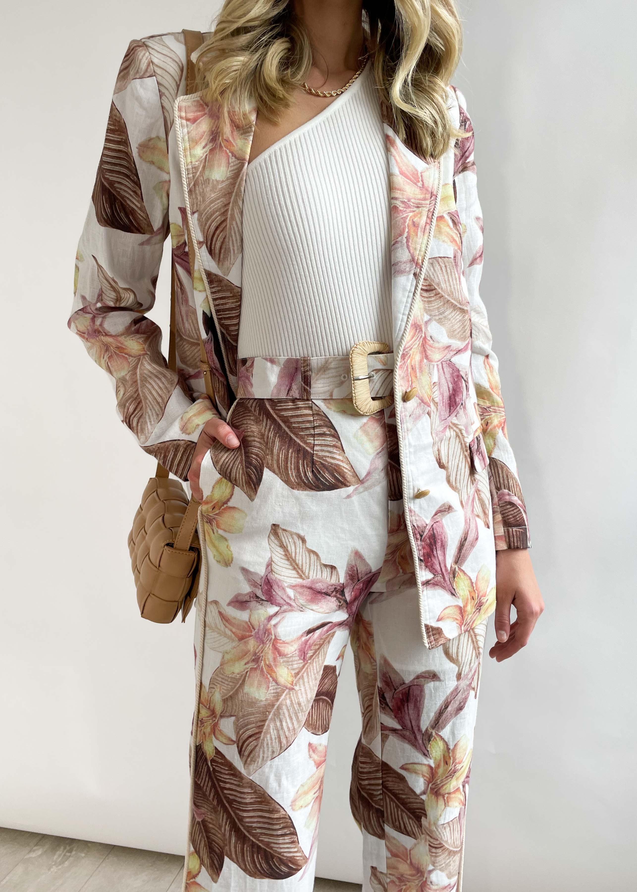 Monet Linen Blazer - Blush Floral