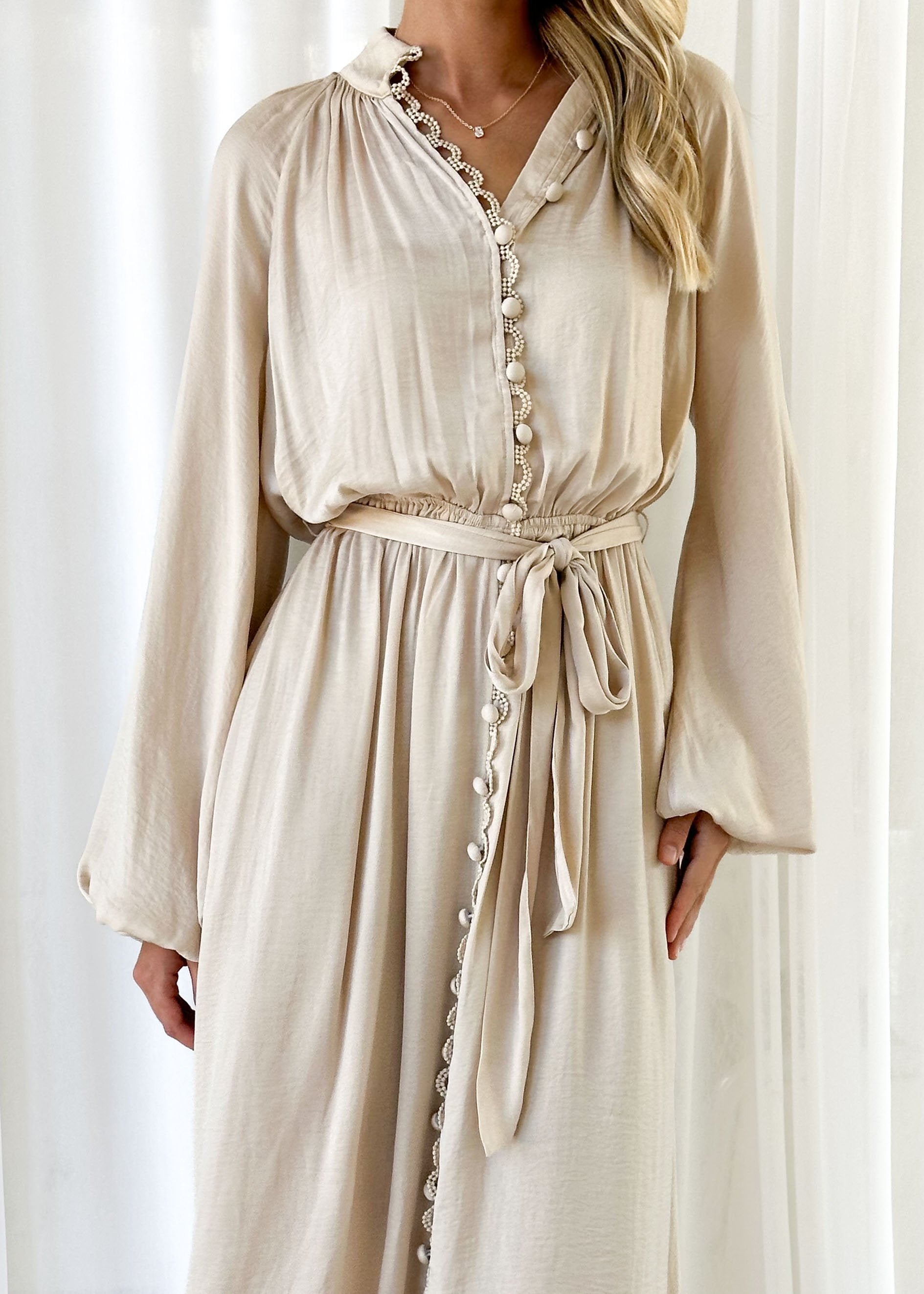 Emelda Midi Dress - Beige