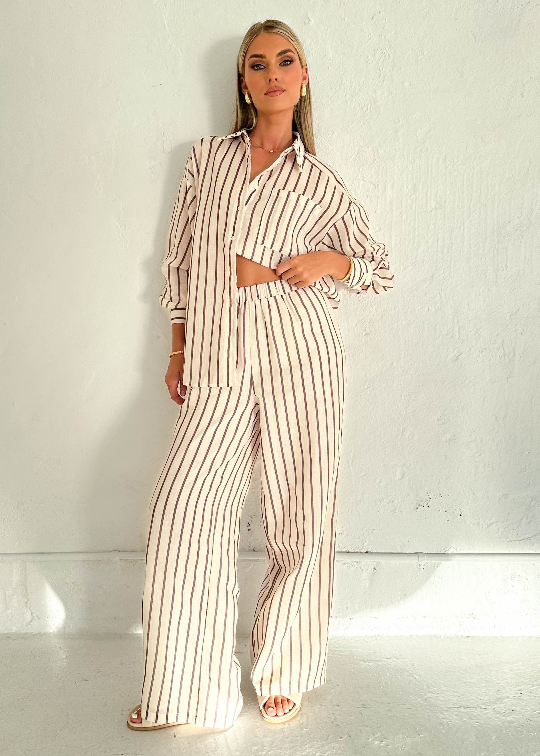 Allura Pants - Choc Stripe