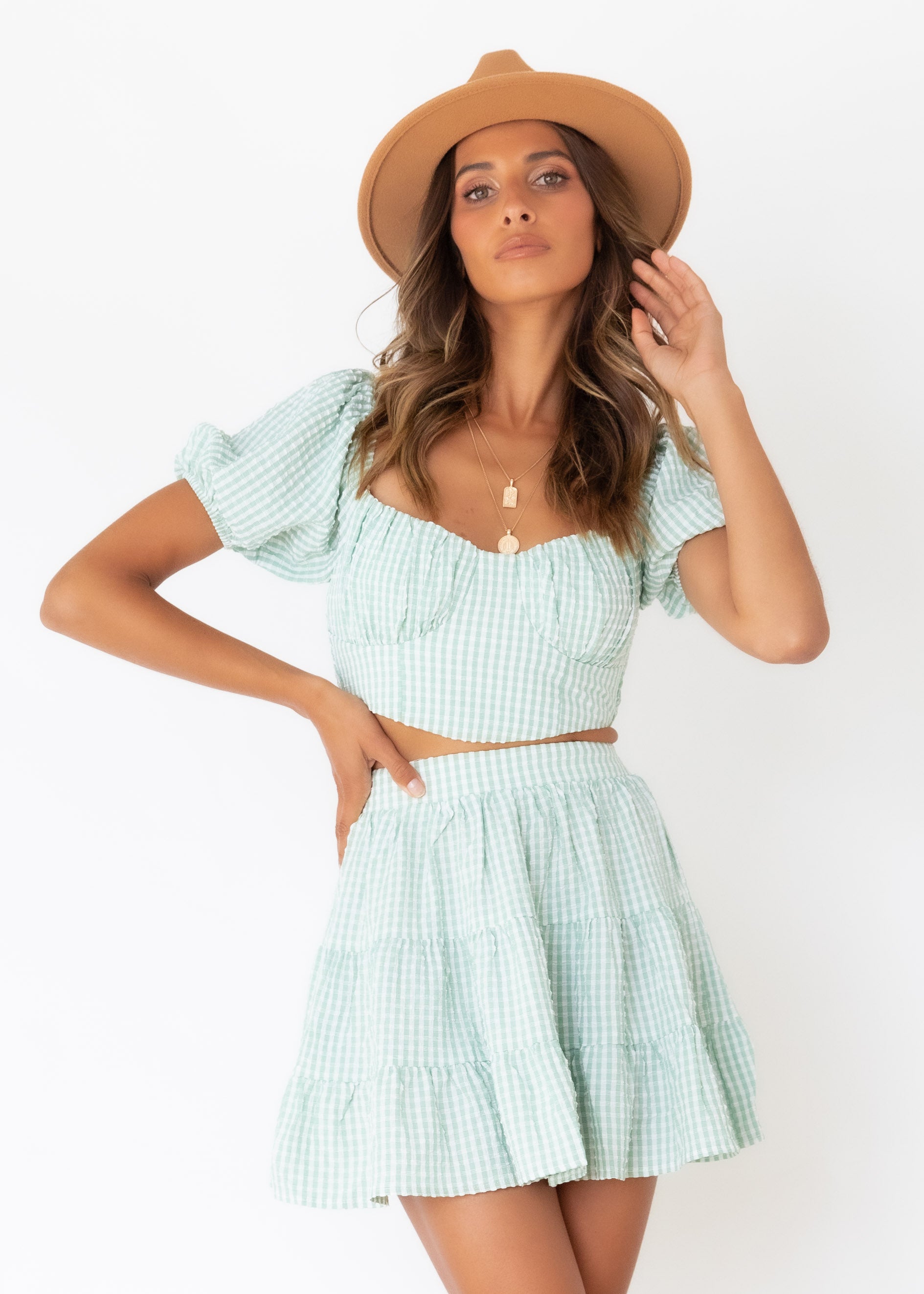 Danni Skirt - Mint Check