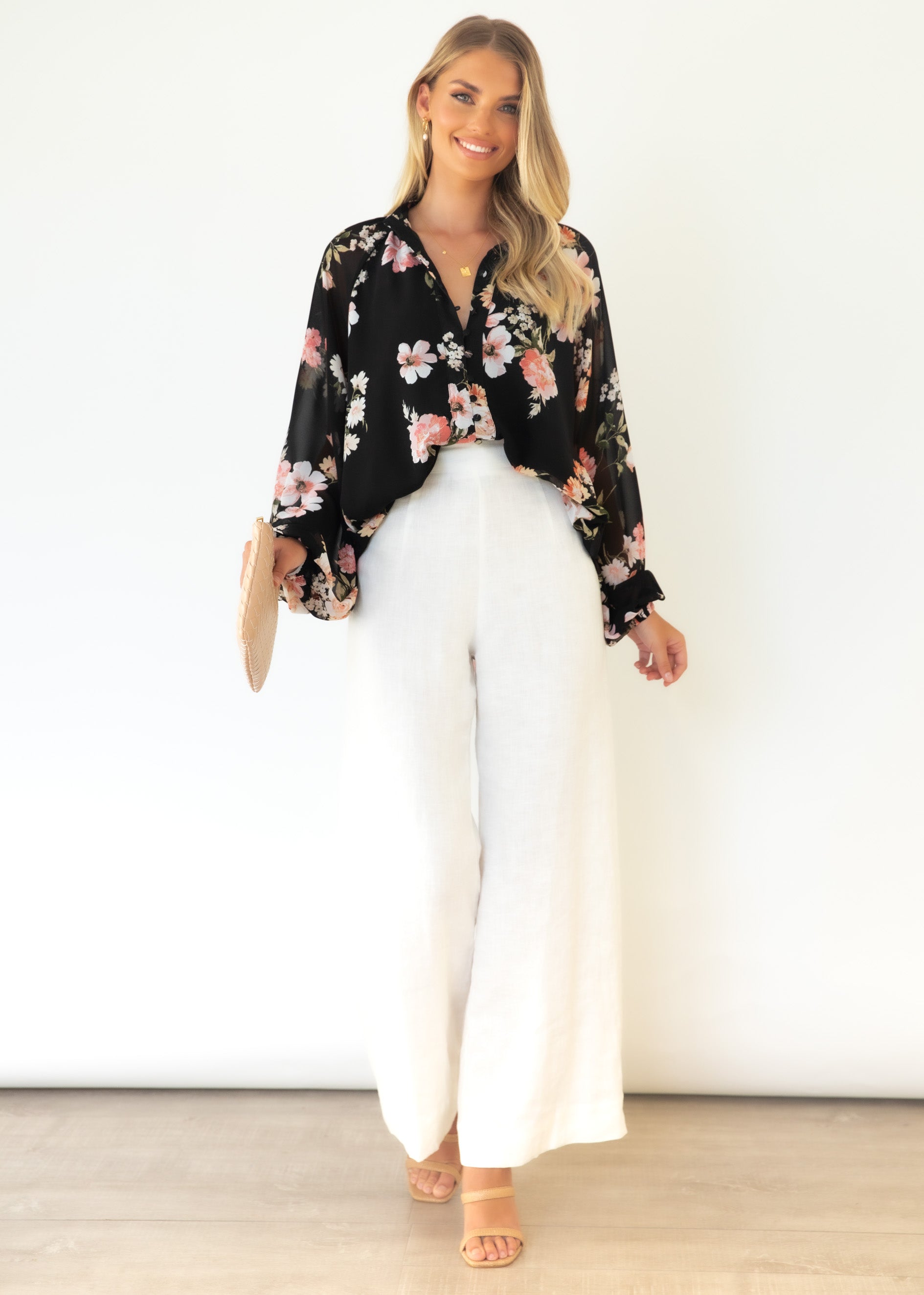 Melodie Blouse - Black Floral