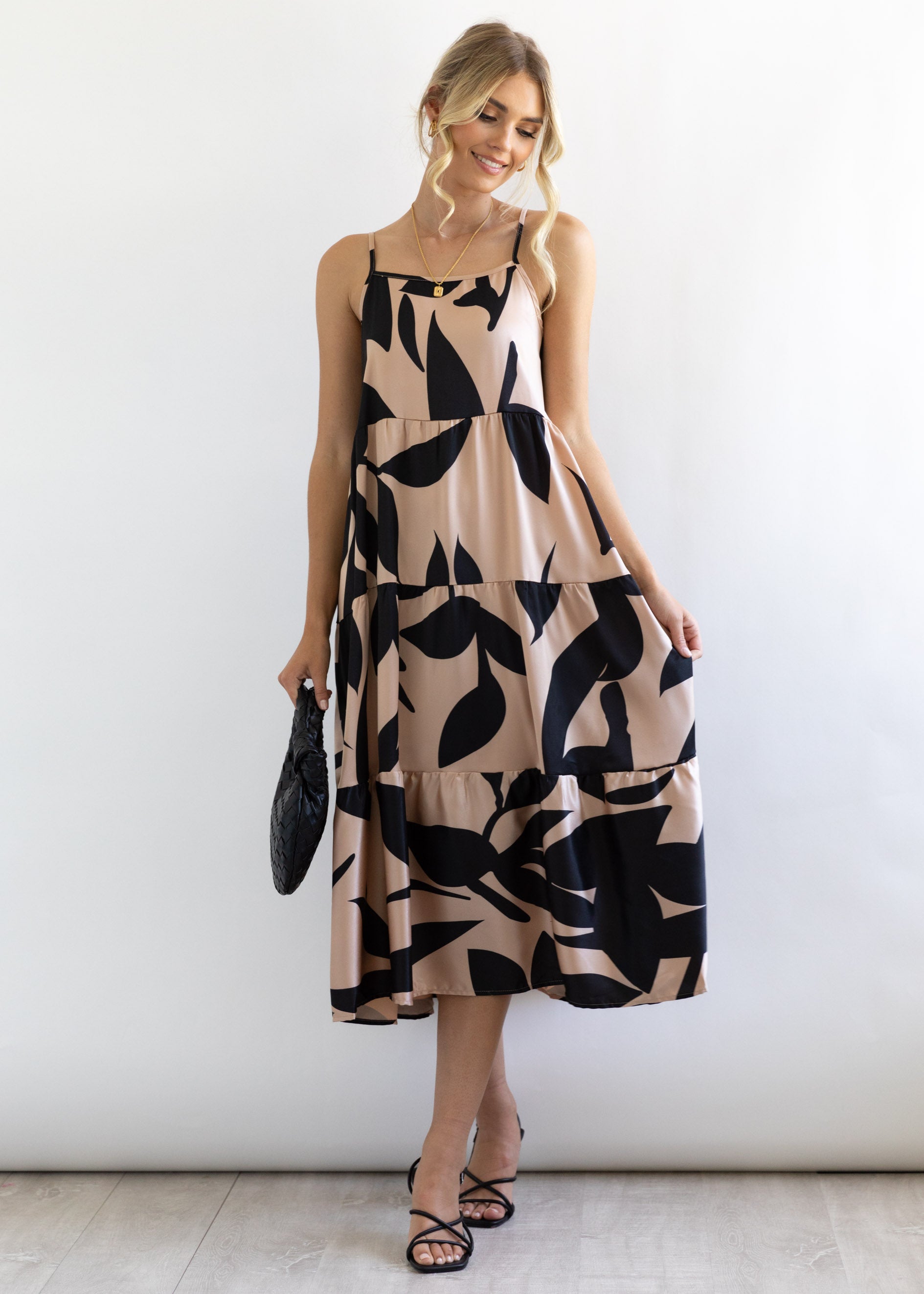 Gaia Midi Dress - Mocha Leaf