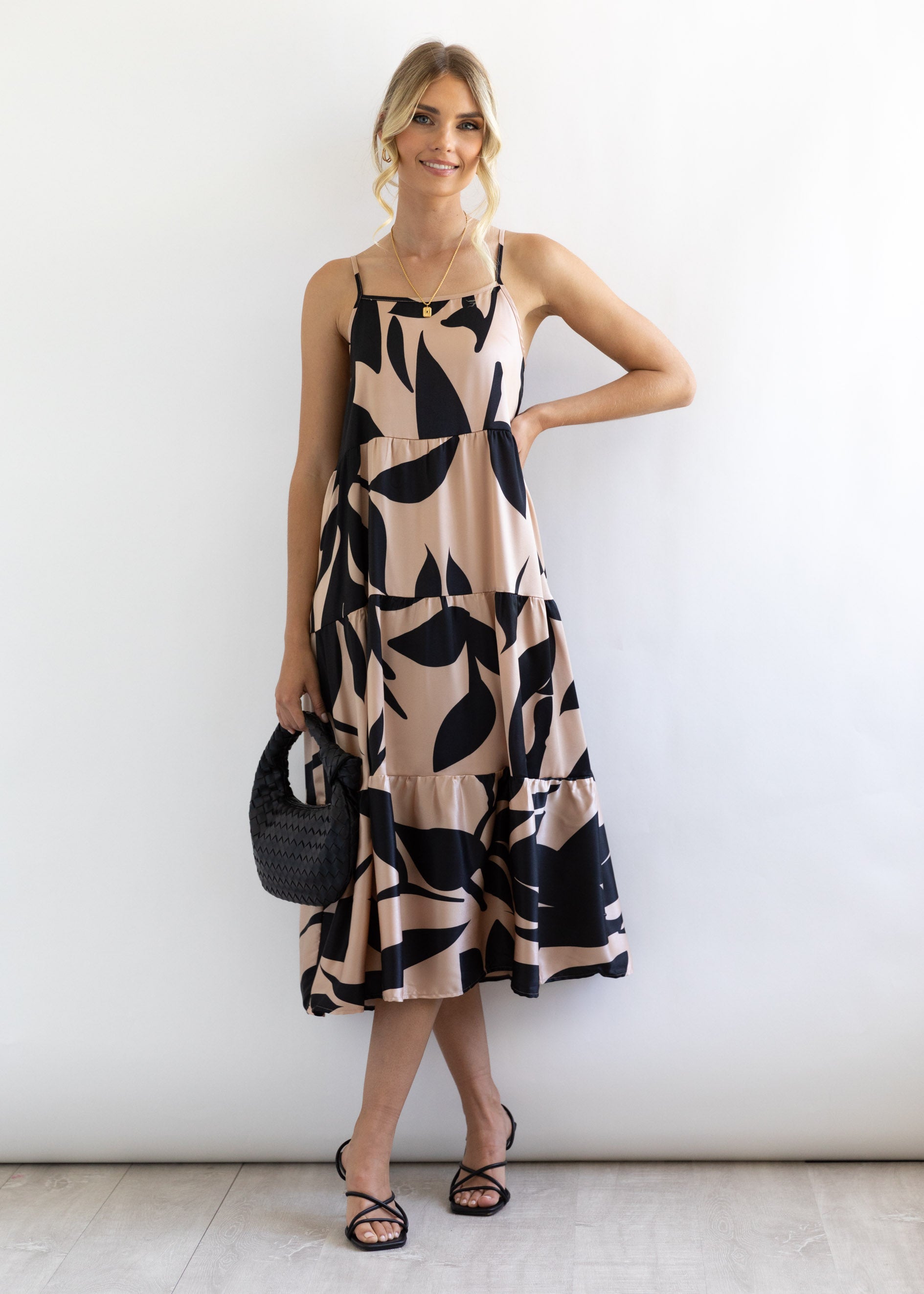 Gaia Midi Dress - Mocha Leaf