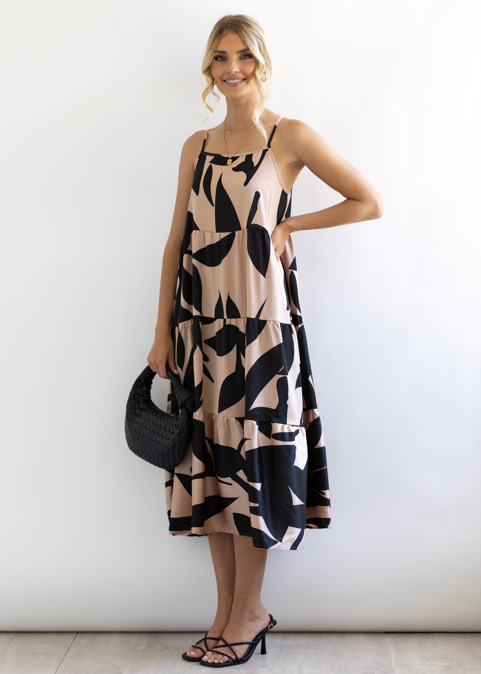 Gaia Midi Dress - Mocha Leaf