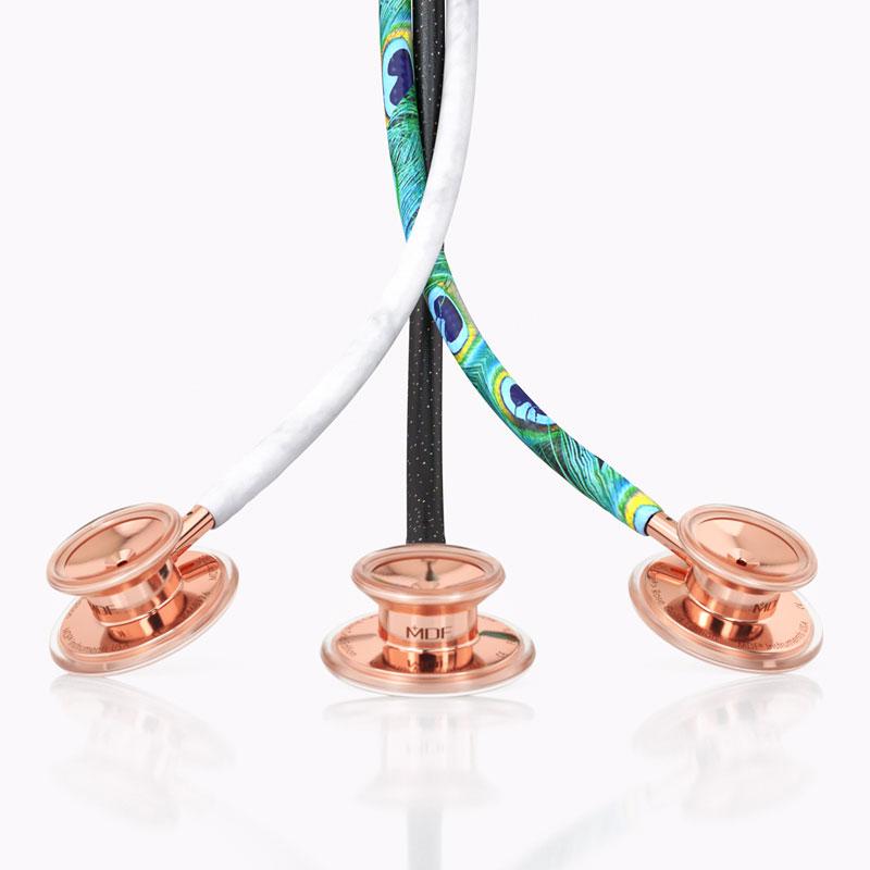 Dual Head, Traditional Style MD One Stethoscope, Headset, Eartip, Chest Piece, Rose Gold