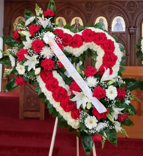 Heart Wreath in Red & White in Walpole MA - Flowers & More Design