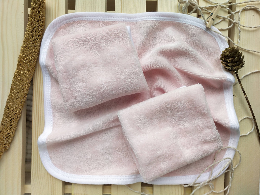 100% Organic Cotton Wash Cloth / Face Towel Set (Pack of 3) - Pink