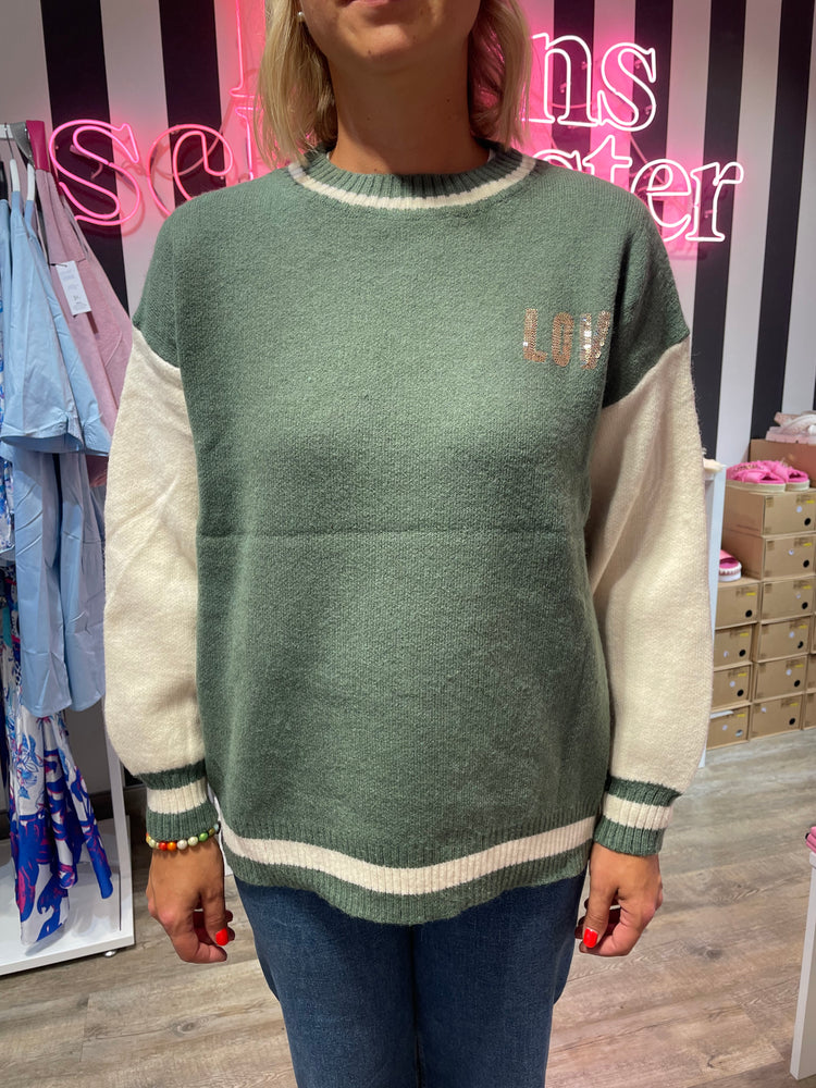 STRICK PULLOVER Smile, Farbe Khaki Grün – Karins Schwester Concept Store | 