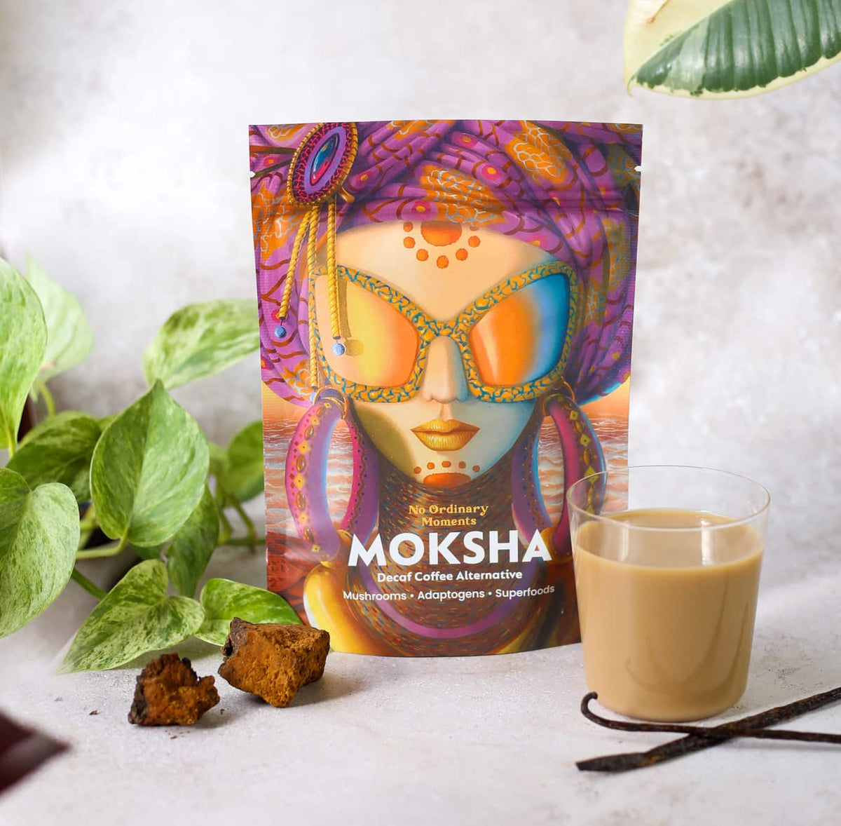 Moksha mushroom coffee alternative with mushrooms