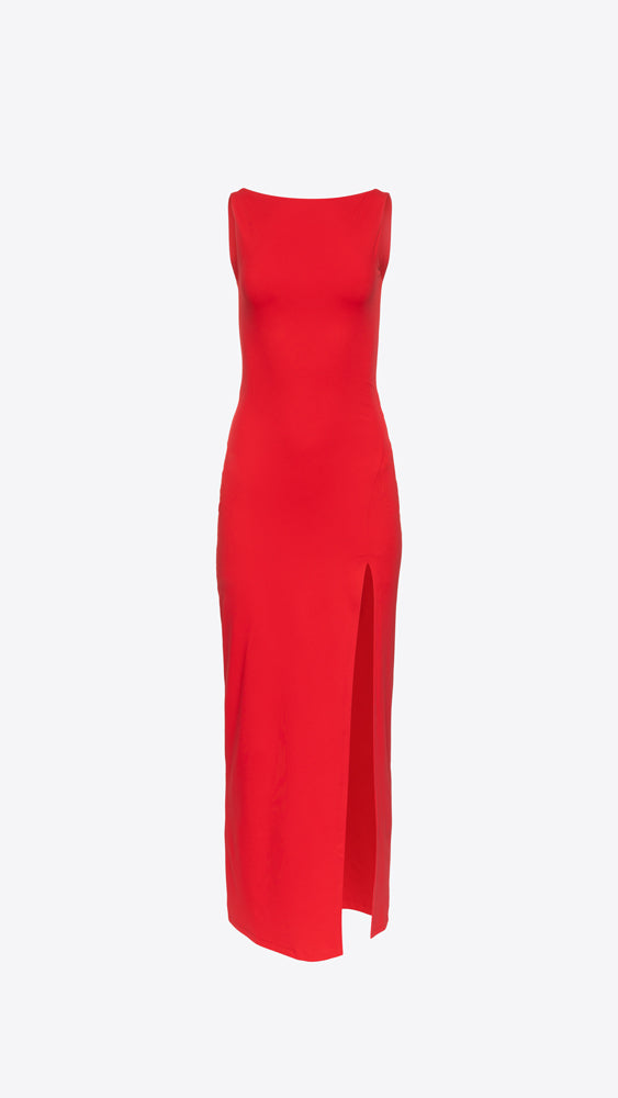 Image of Low Back Tank Slit Dress - Perfect Red