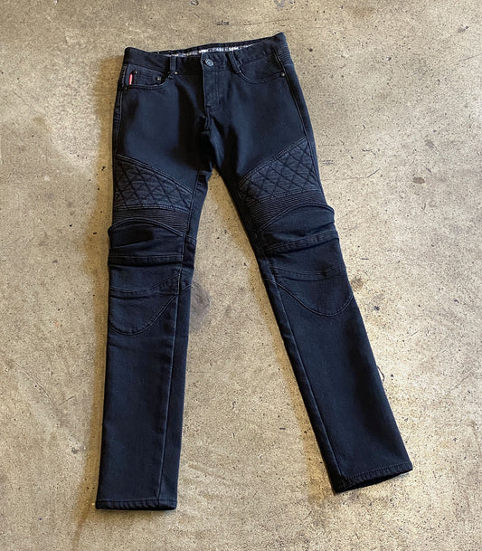 BUY UGLYBROS Blue Biker Jeans With Knee Pads ON SALE NOW! - Rugged