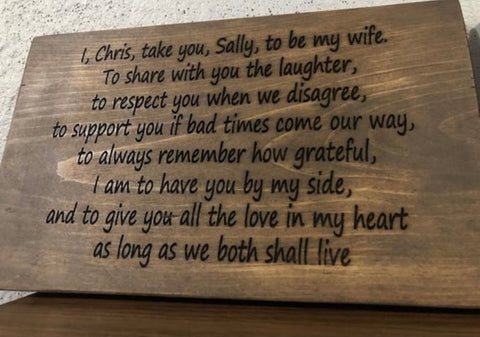 Personalized wedding vows sign