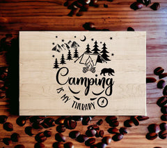 "Camping is My Therapy" Custom Engraved Wood Sign