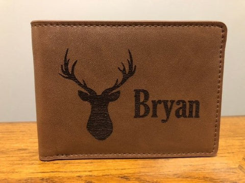 custom deer hunter leather wallet gift
