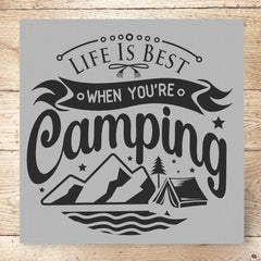 "Life is Best When You're Camping" Canvas Photo Tile