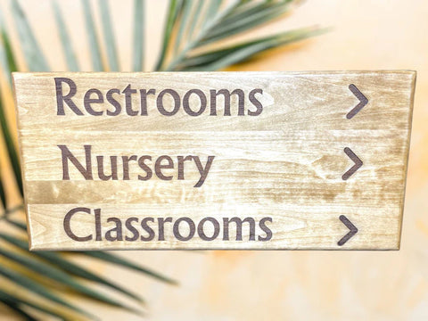custom wood Nursery, Restroom, Classroom sign